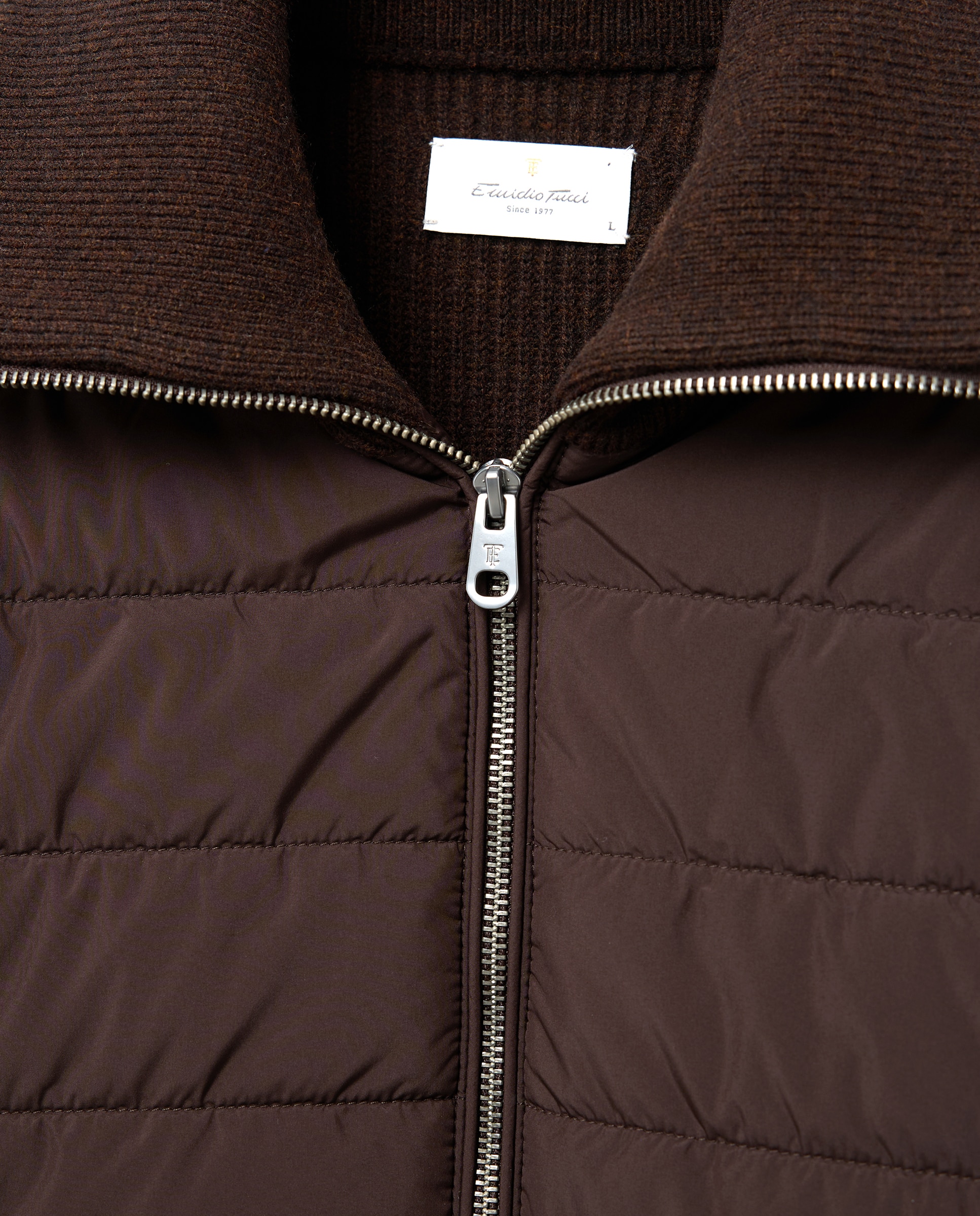 Cardigan de hombre cremallera delantero nylon - Emidio Tucci - Marrón Marrón-5