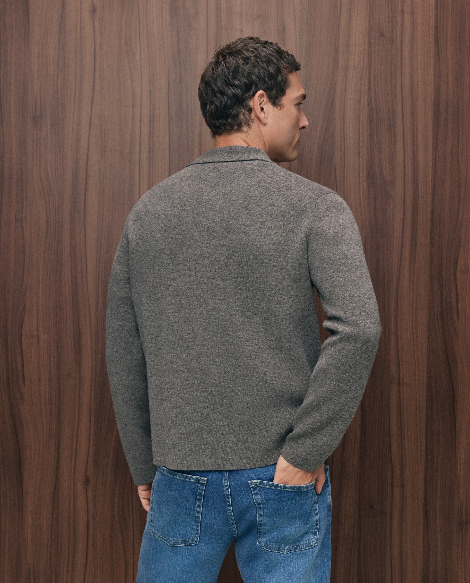 Cardigan cremallera doble face 100% lambswool de hombre - Emidio Tucci - Marrón claro Marrón claro-3