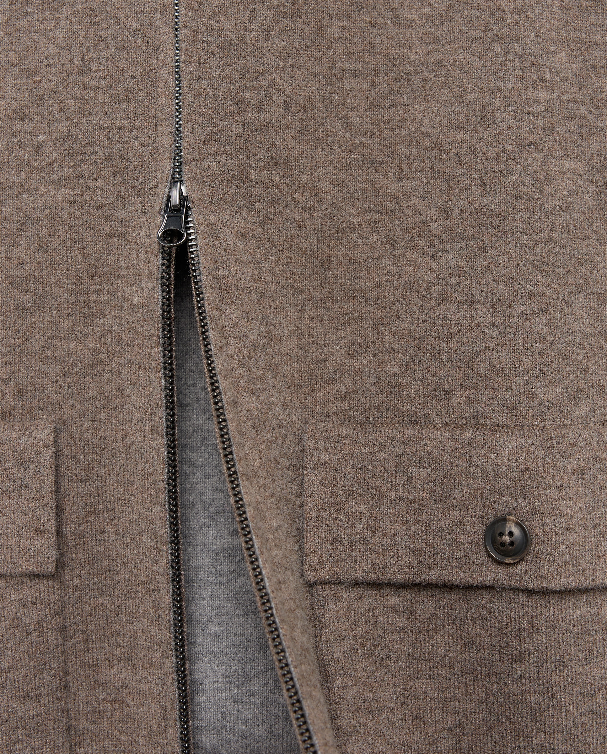 Cardigan cremallera doble face 100% lambswool de hombre - Emidio Tucci - Marrón claro Marrón claro-5