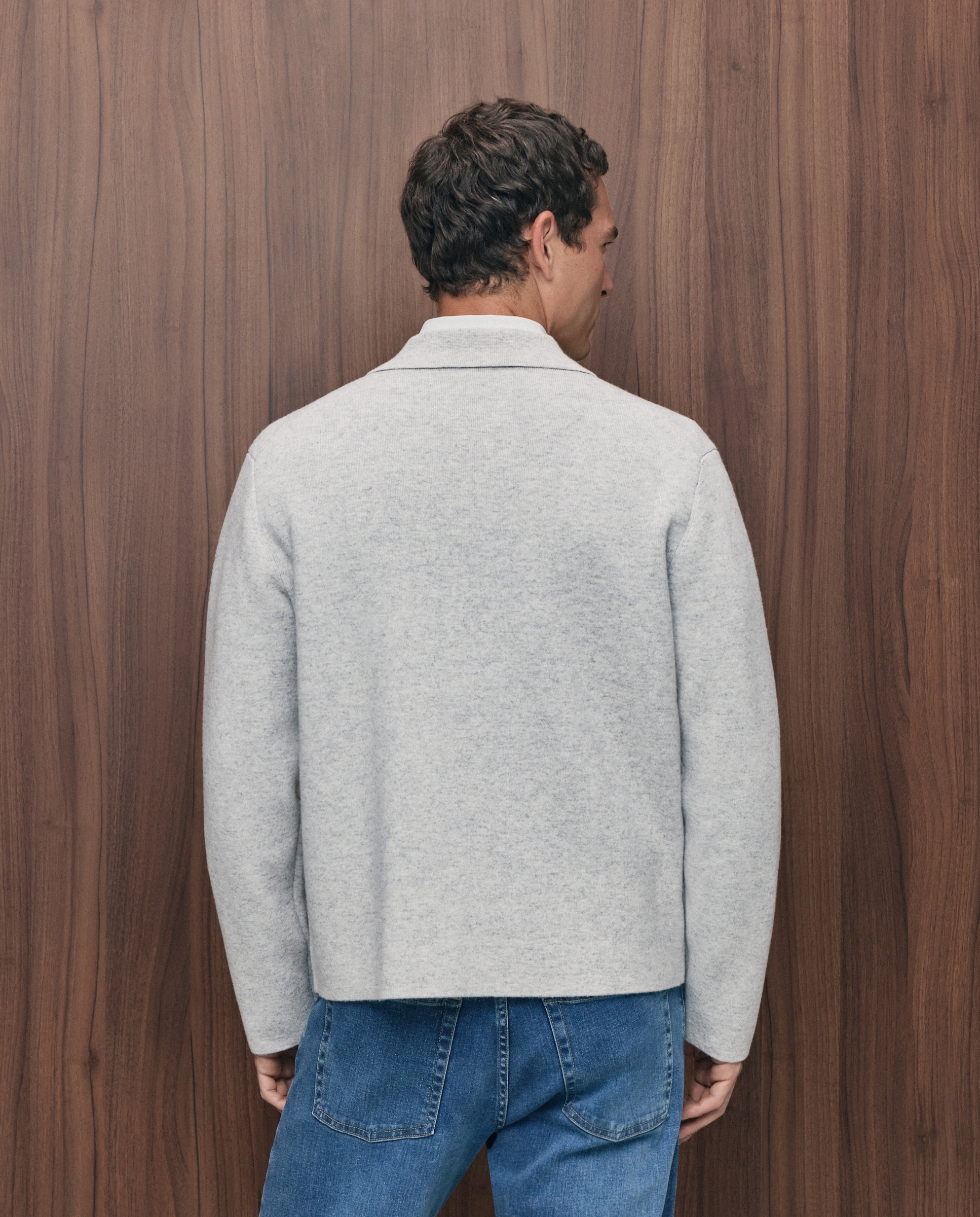 Cardigan de Dupla Face 100% Lambswool com Fecho de Correr Cinzento-claro-3