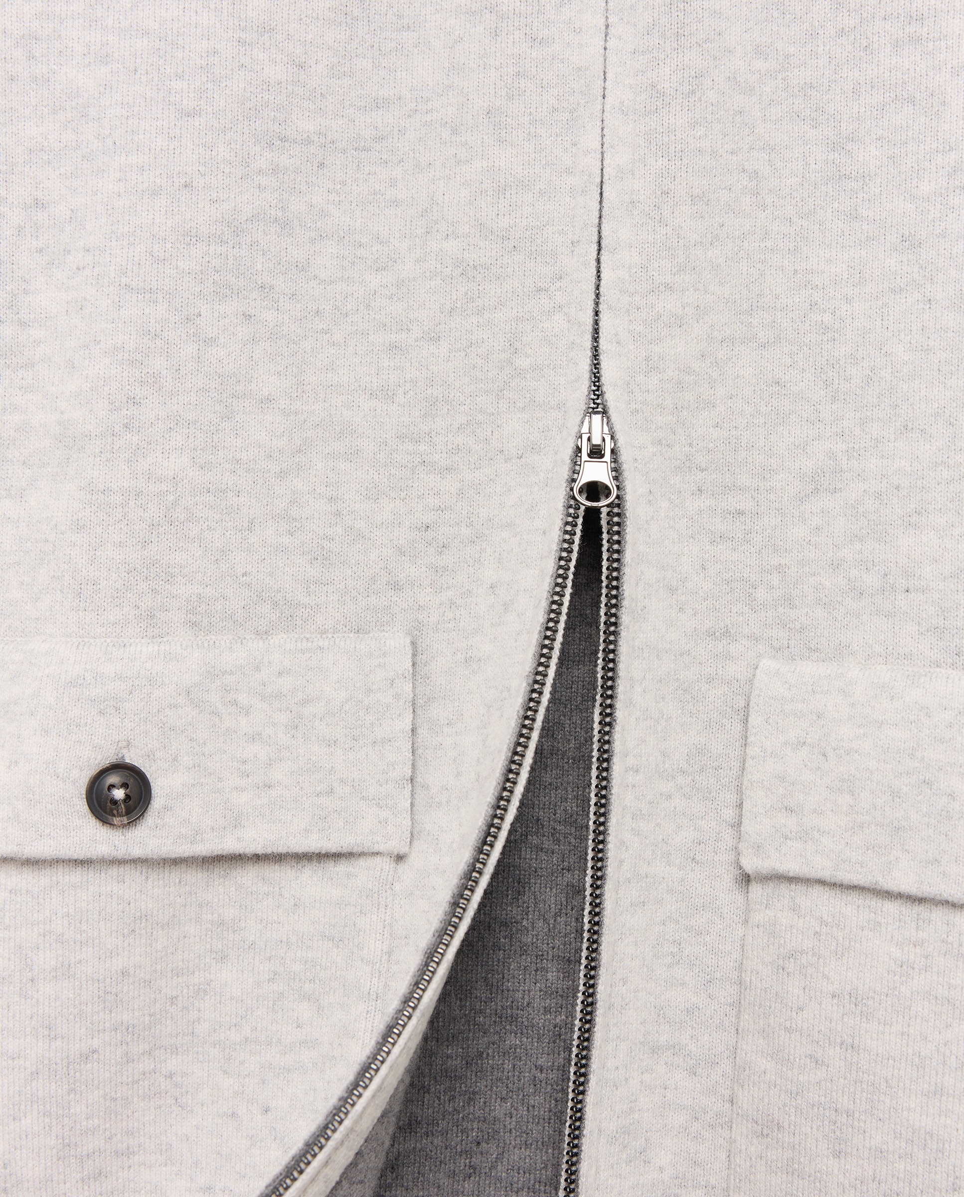 Cardigan de Dupla Face 100% Lambswool com Fecho de Correr Cinzento-claro-6