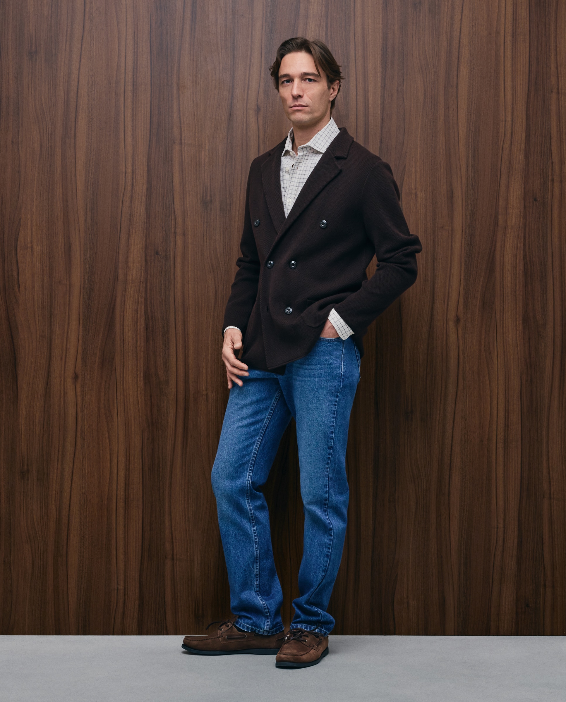 Cardigan cruzado algodón/lino de hombre - Emidio Tucci - Marrón Marrón-1