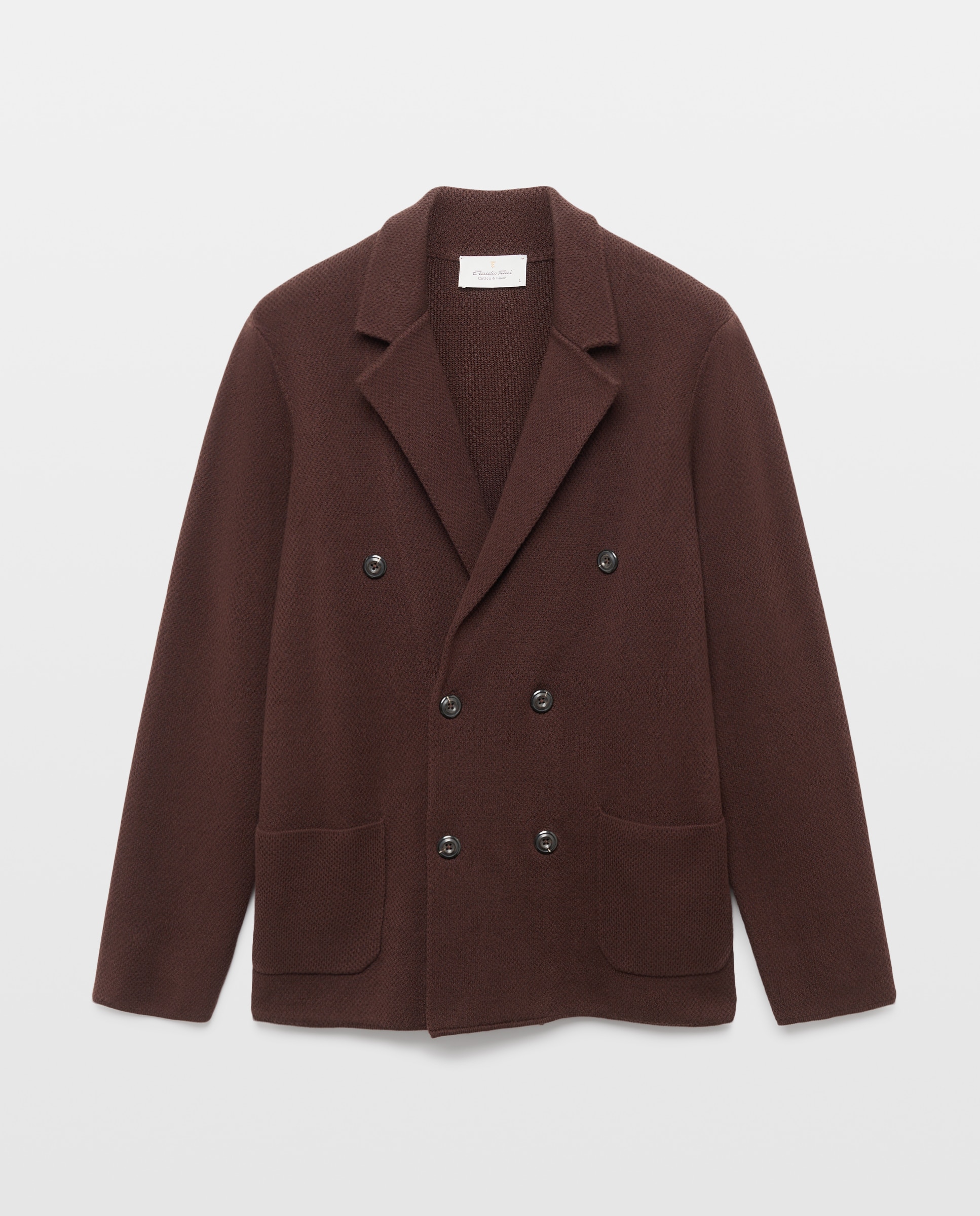 Cardigan cruzado algodón/lino de hombre - Emidio Tucci - Marrón Marrón-5