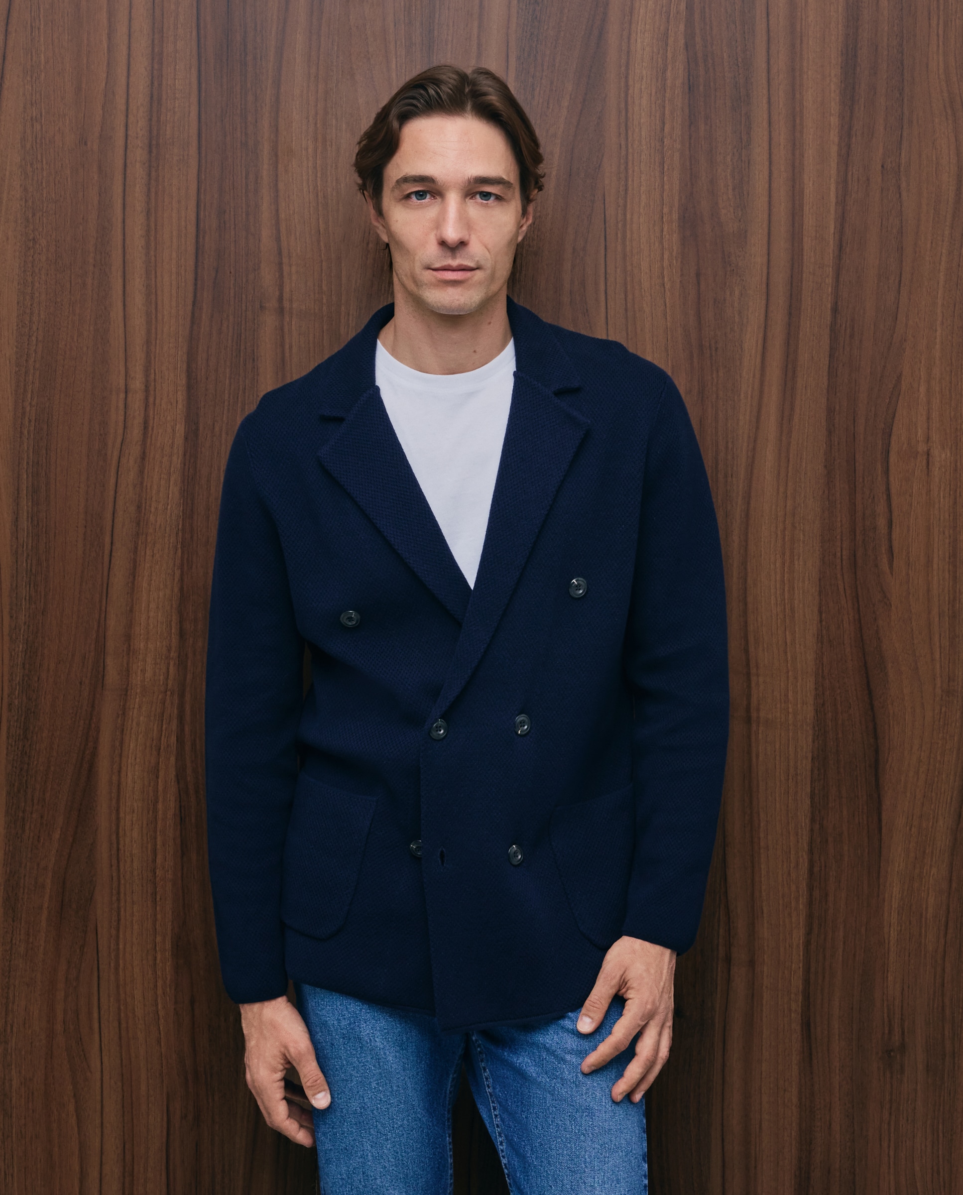 Cardigan com Botões Cruzado Azul-marinho-2