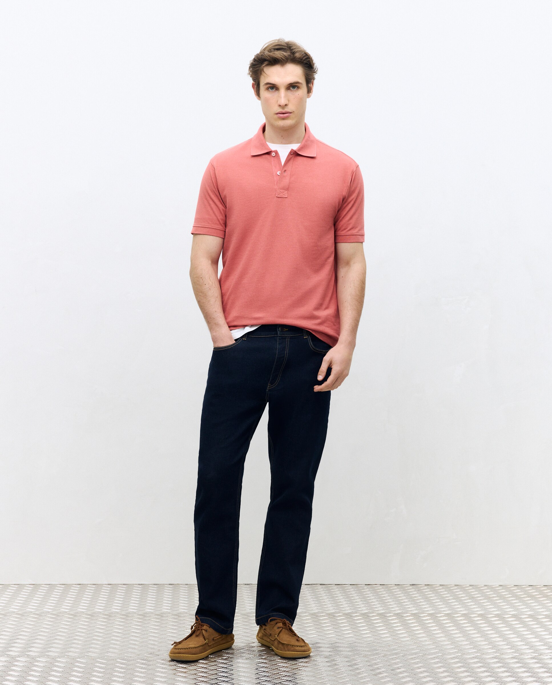 Polo manga corta melange hombre. - Dustin - Rosa Rosa-2