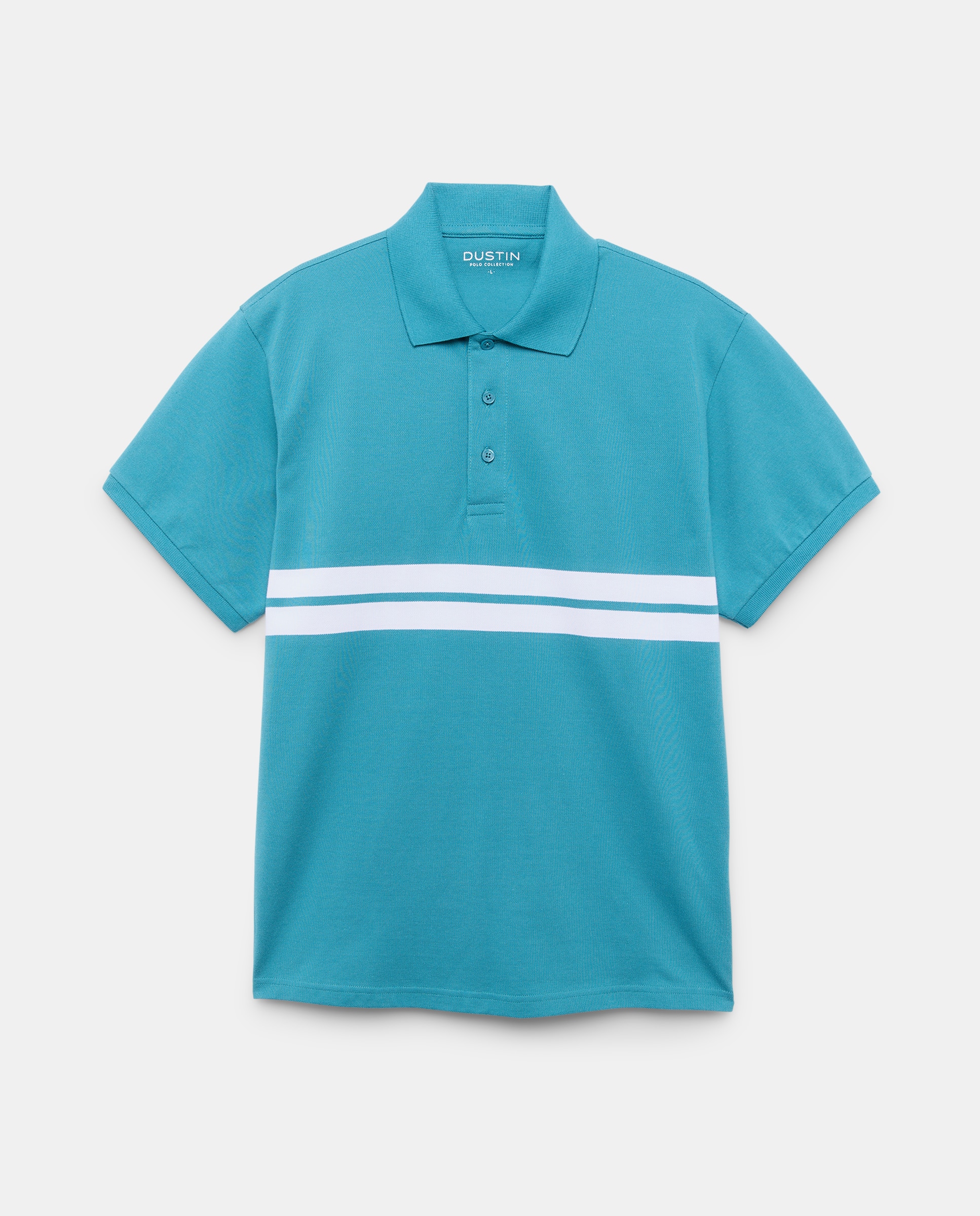 Polo manga corta raya posicional de hombre - Dustin - Blanco Verde Agua-4