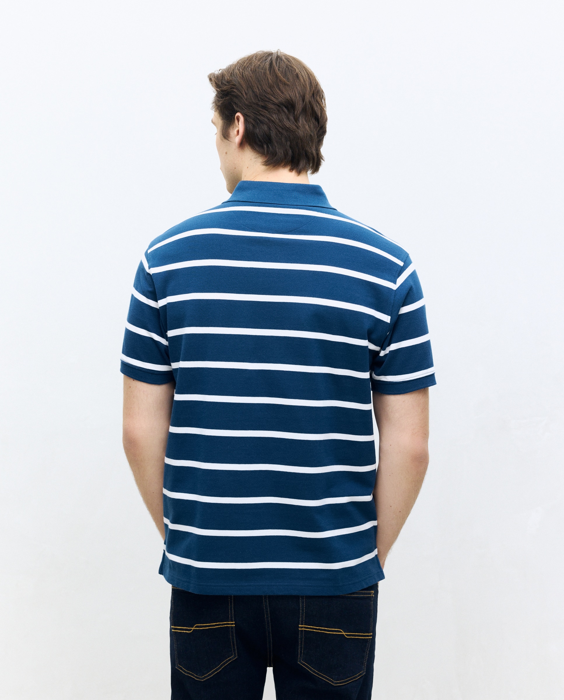 Polo manga corta rayas piqué de hombre - Dustin - Azul marino Azul marino-3