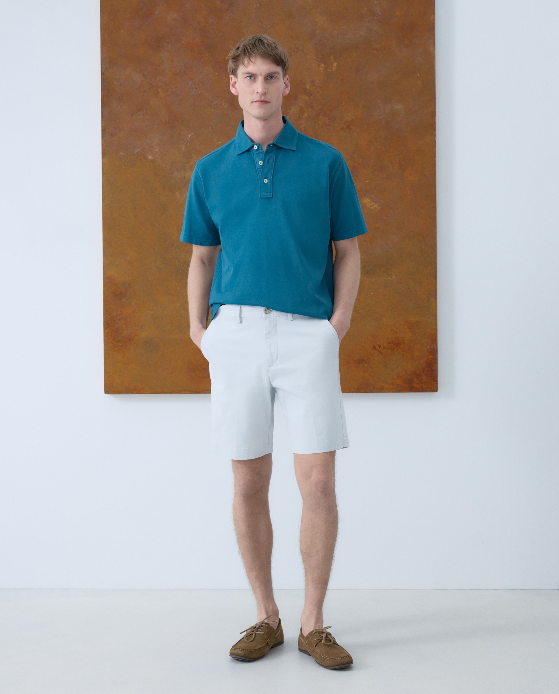 Polo de hombre manga corta piqué liso garment dye - Emidio Tucci - Verde Verde-2