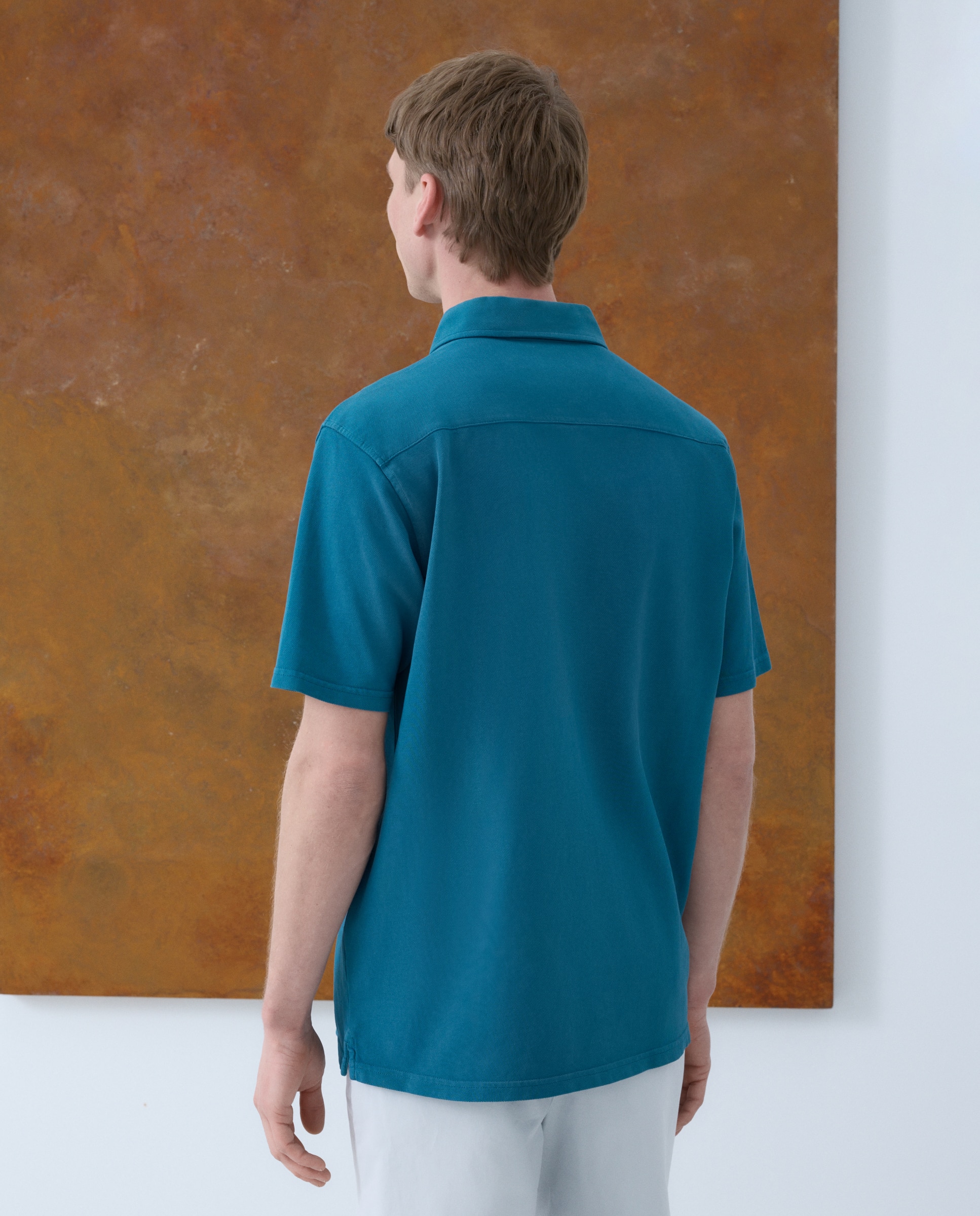 Polo de hombre manga corta piqué liso garment dye - Emidio Tucci - Verde Verde-3