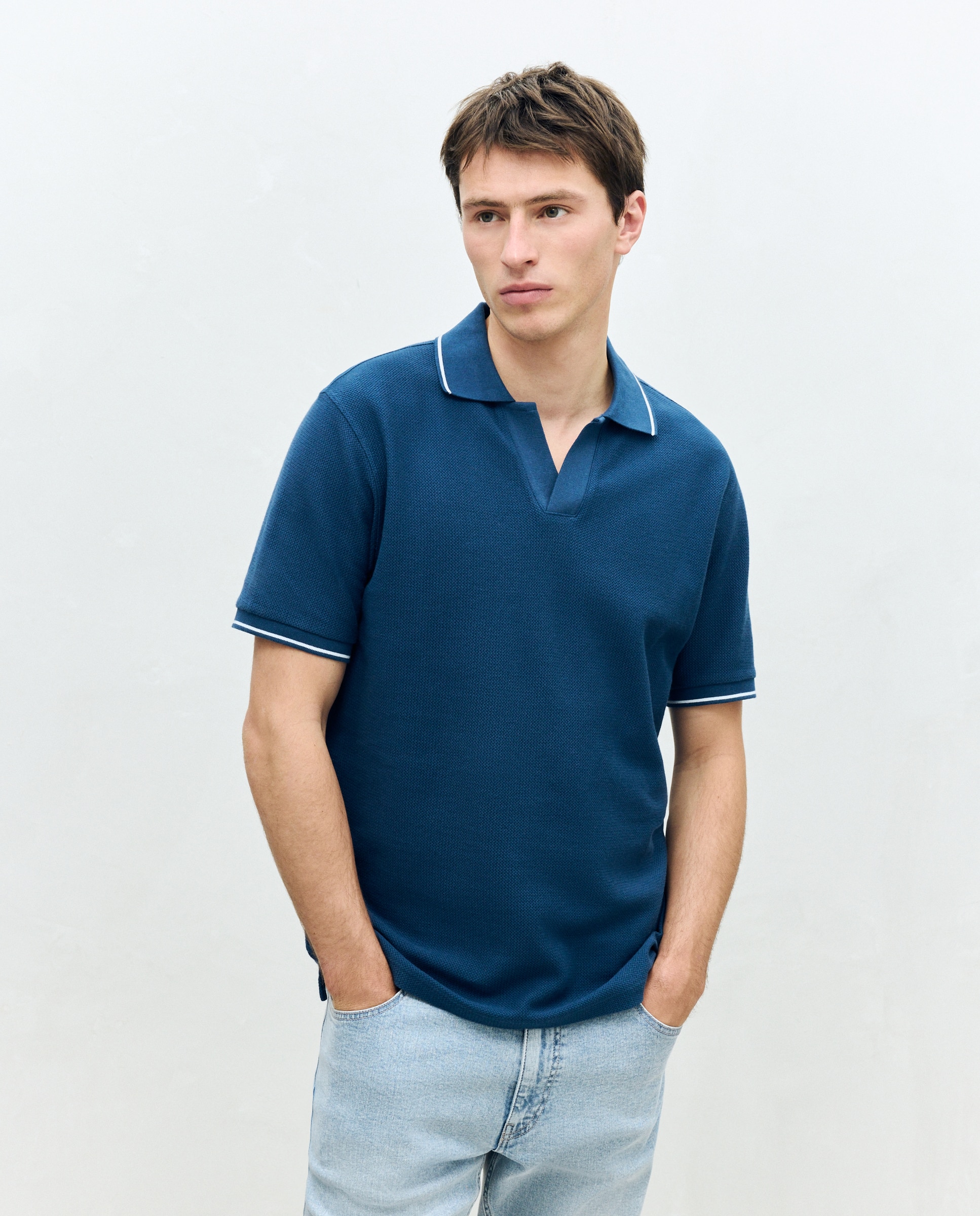 Polo manga corta estructura de hombre - Dustin - Azul marino Azul marino-1
