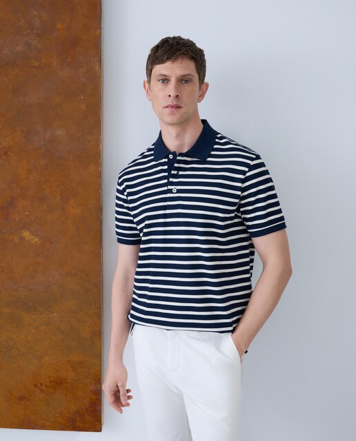 Polo de hombre maga corta pique fantasia rayas