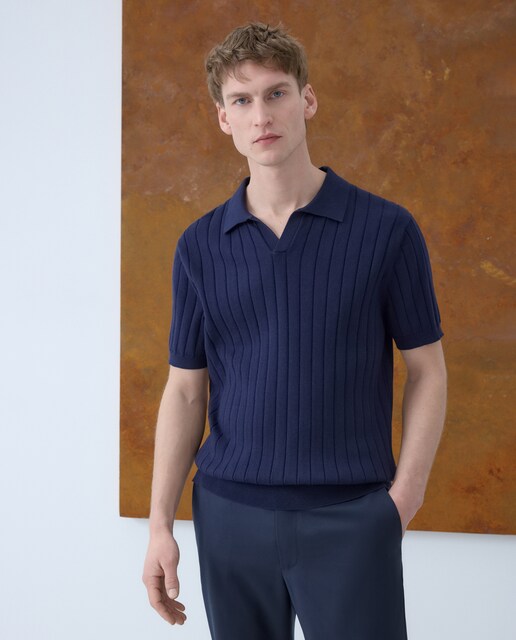 Polo de hombre maga corta pique algodón cuello bowling