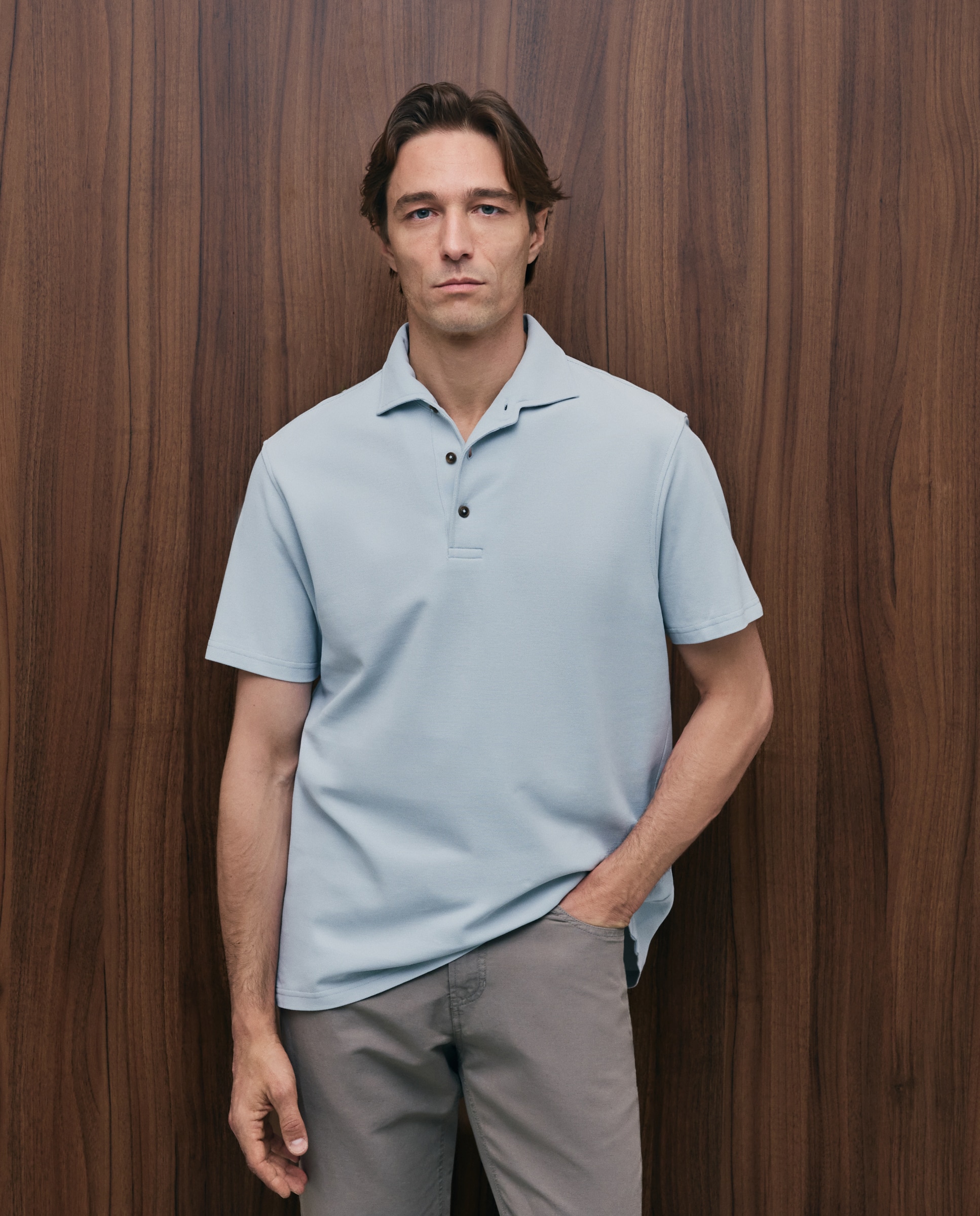 Polo pique 100% algodón de hombre - Emidio Tucci - Azul claro Azul claro-1