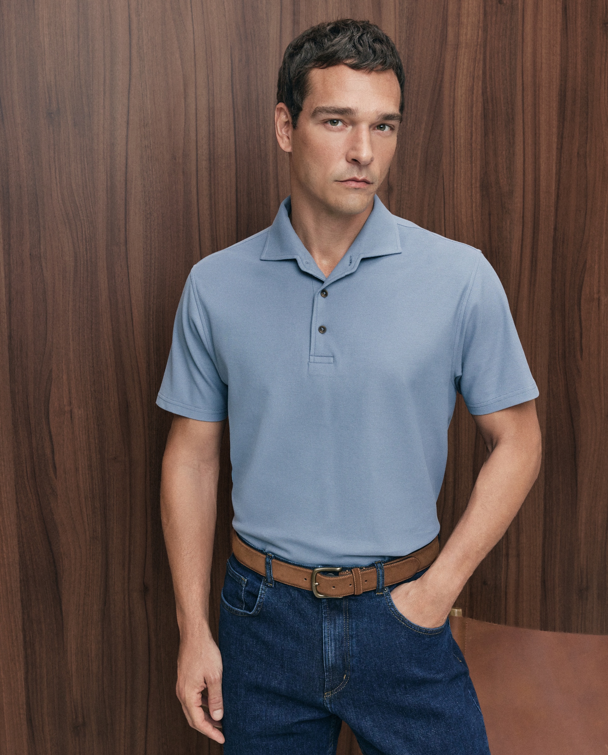 Imagen 0 de Polo pique 100% algodón de hombre Azul