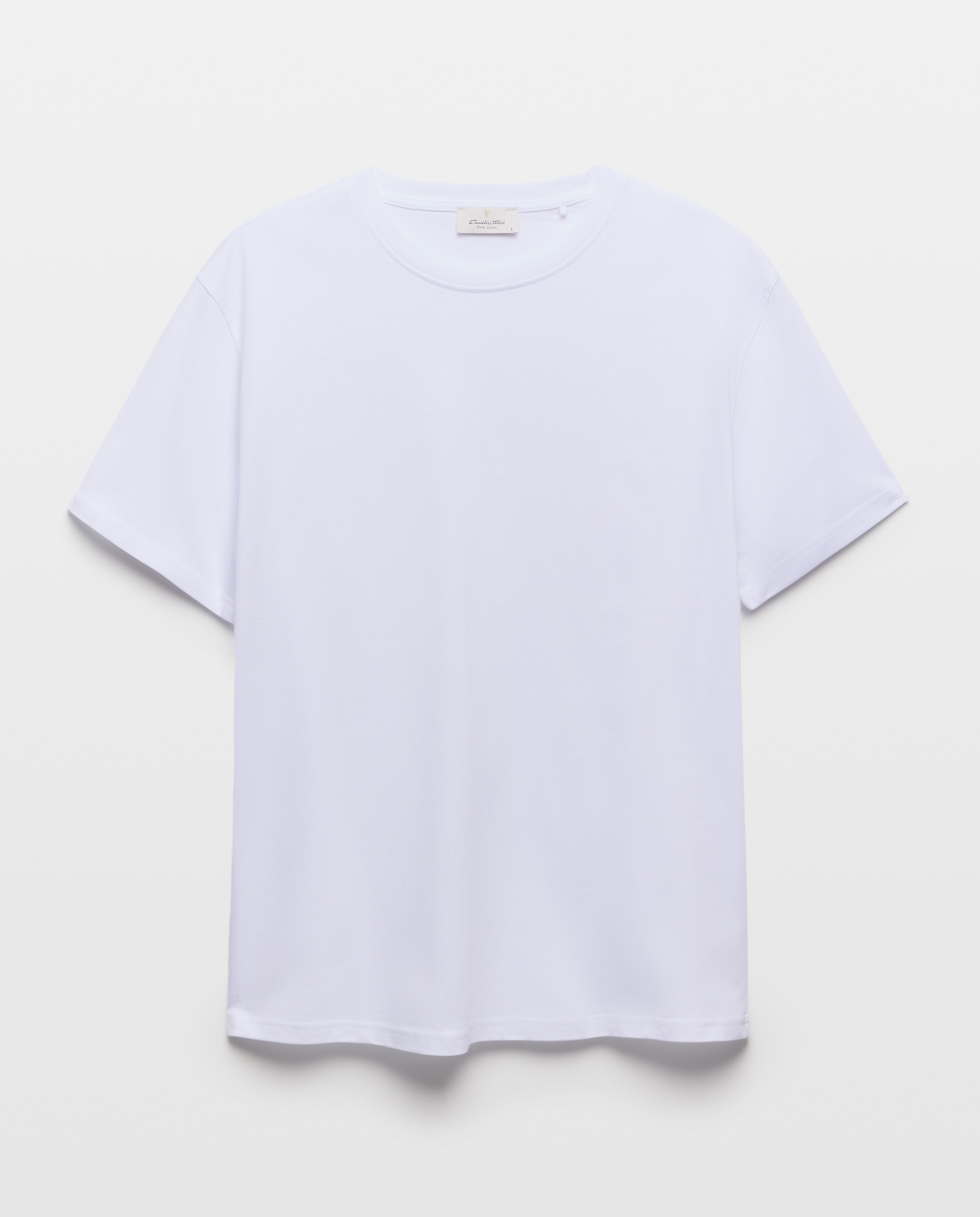 T-shirt Lisa Básica de Algodão Pima com Manga Curta Branco-4