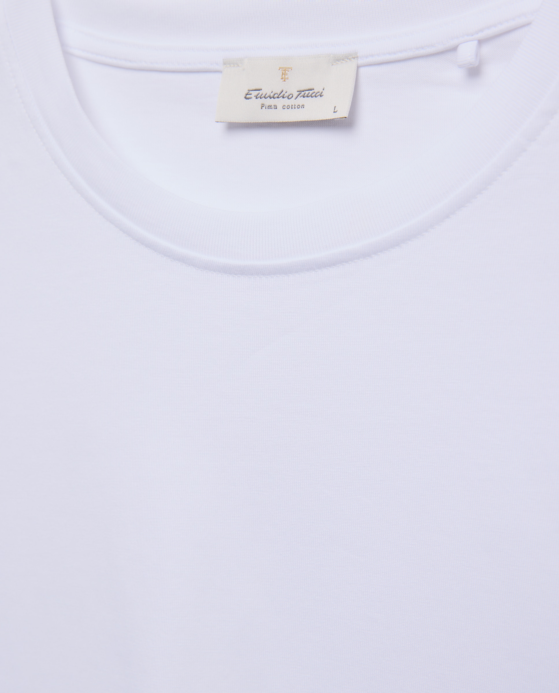 T-shirt Lisa Básica de Algodão Pima com Manga Curta Branco-5