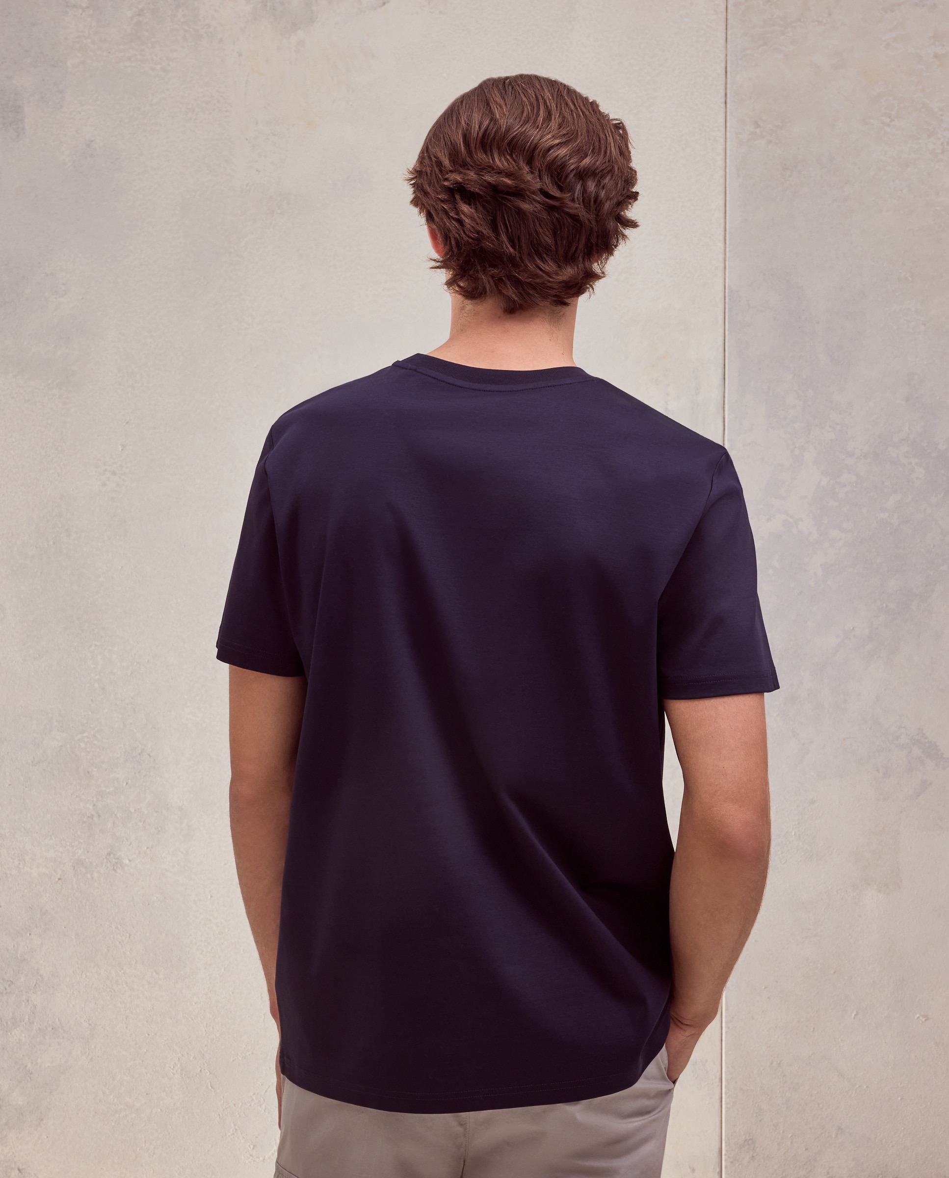 Camiseta manga corta mercerizada de hombre - Dustin - Azul marino Azul marino-3