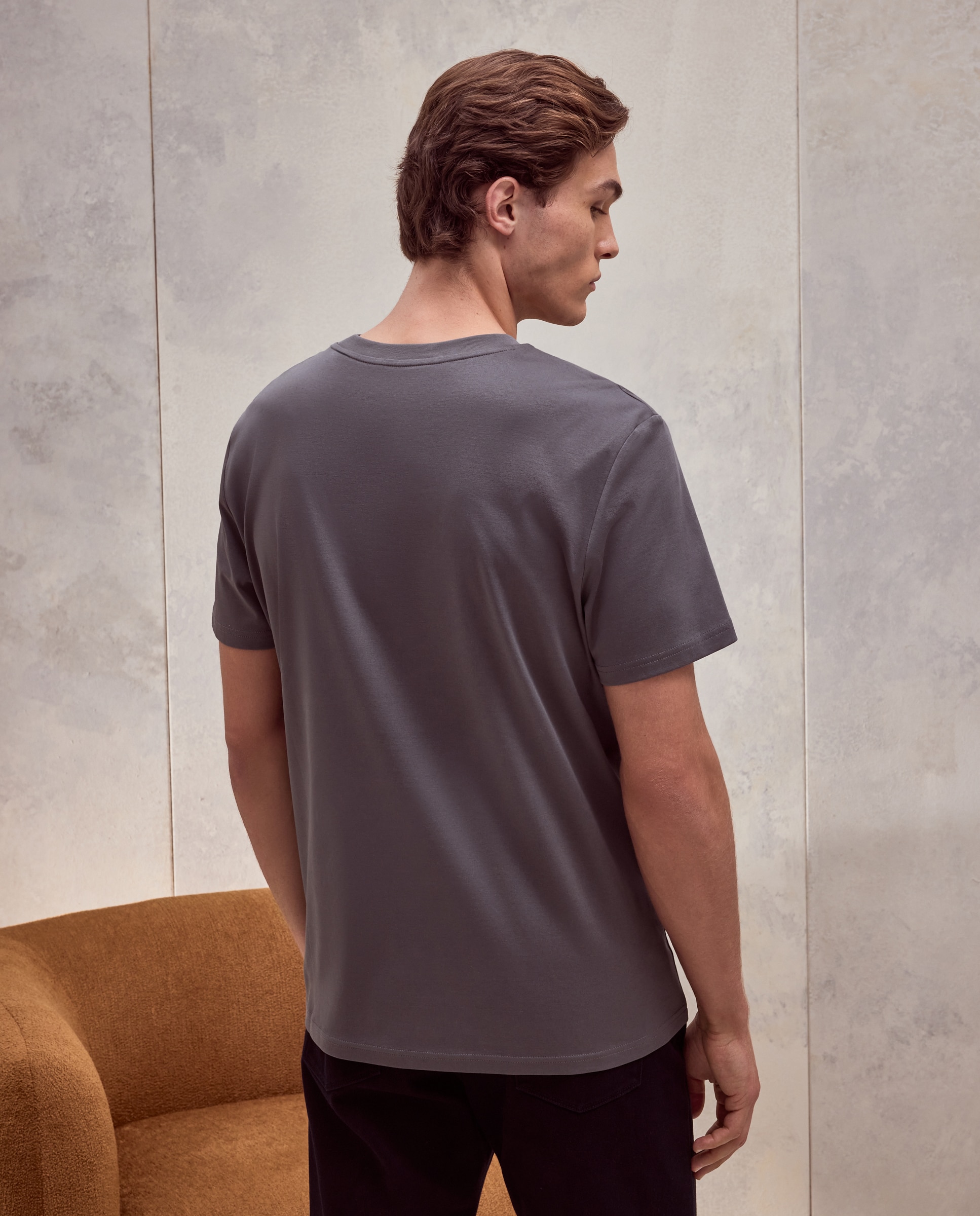 Camiseta manga corta mercerizada de hombre - Dustin - Gris oscuro Gris oscuro-3