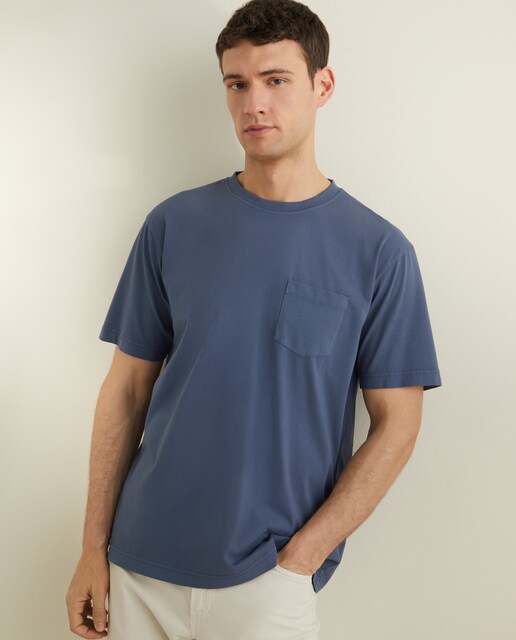 Camiseta de hombre manga corta jersey garment dye