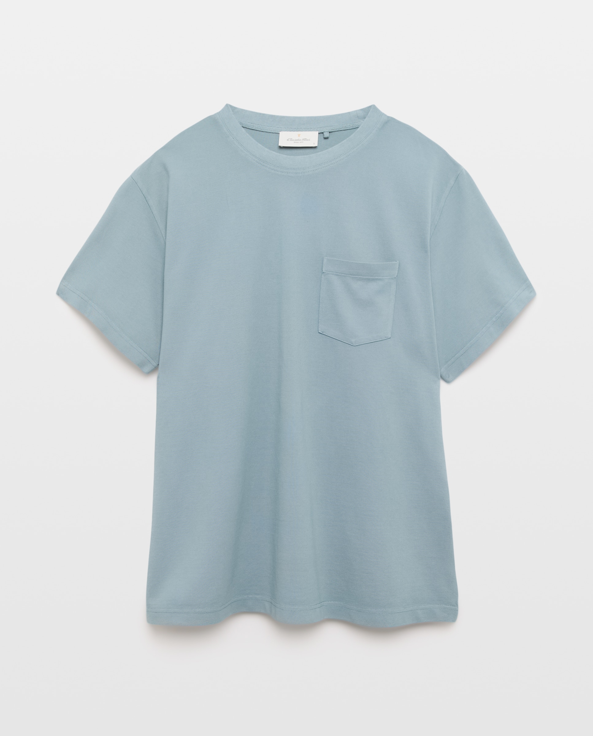 T-shirt de Manga Curta em Jersey Garment Dye Azul-4