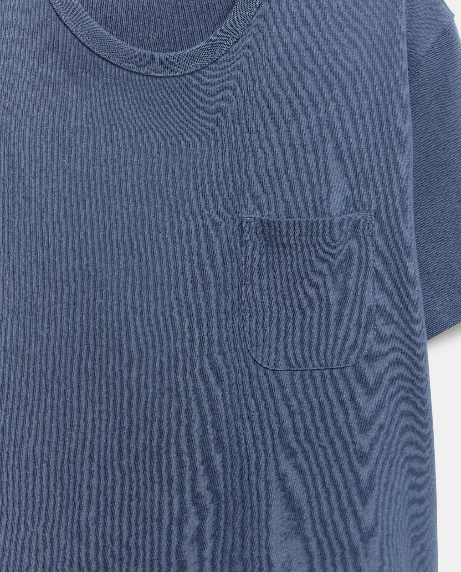 T-shirt Liso de Algodão e Linho com Gola Redonda Azul-marinho-5