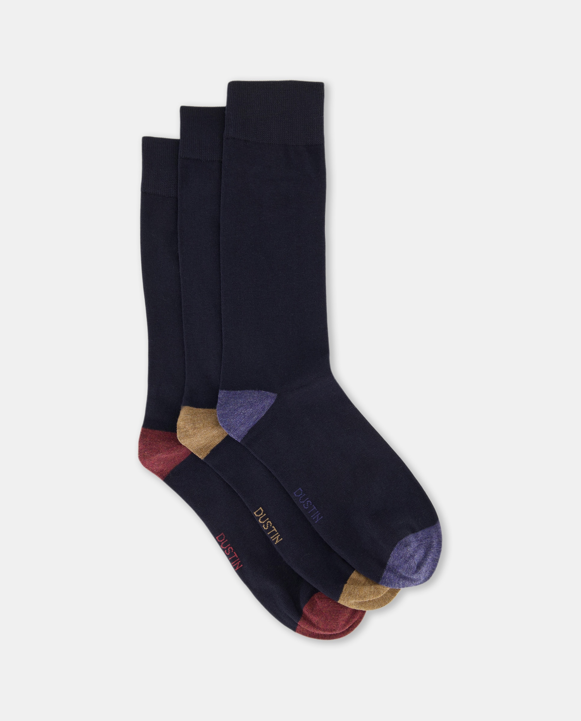 Pack de 3 calcetines tacon y puntera color hombre - Dustin - Azul Azul-1