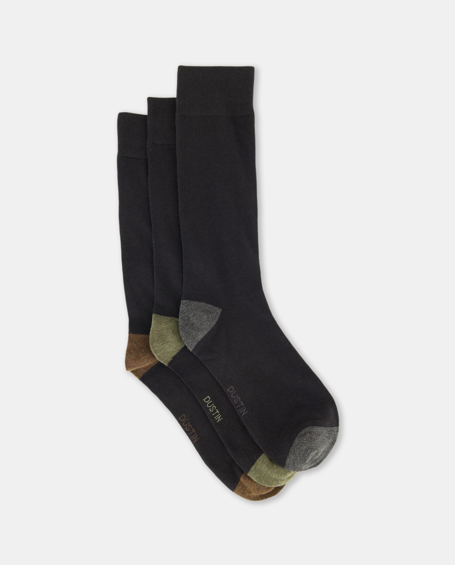 Pack de 3 calcetines tacon y puntera color hombre - Dustin - Negro Negro-1