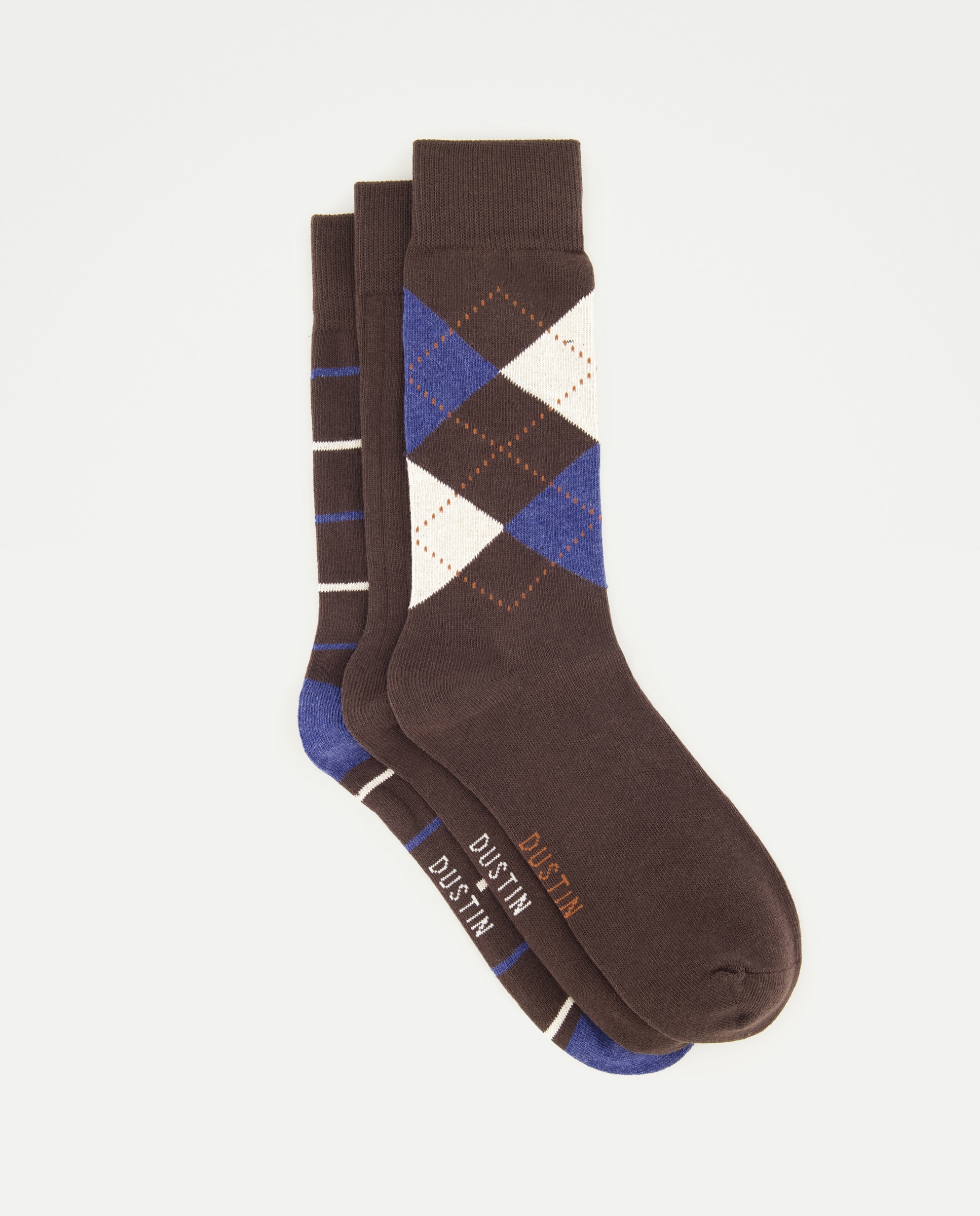 Pack 3 calcetines sport fantasía hombre. - Dustin - Marrón Marrón-1