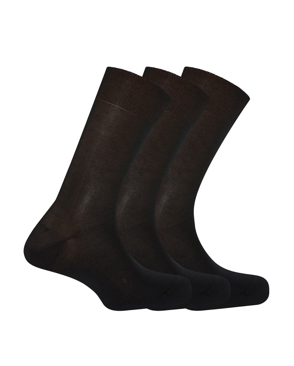 Pack de três pares de meias curtas de algodão. Fabricado em Espanha Preto-1