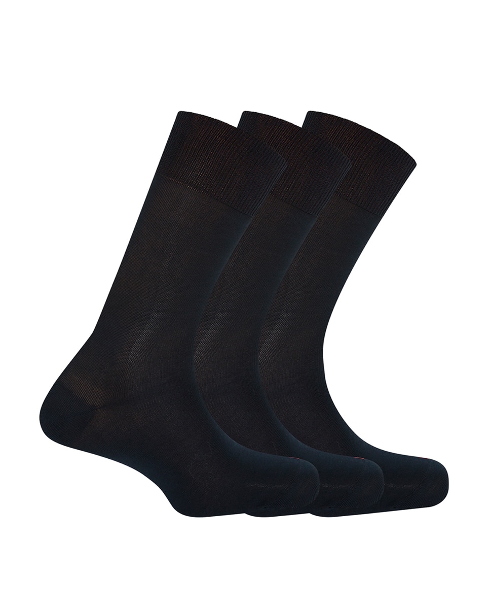 Pack de tres pares de calcetines de hombre Dustin cortos de algodón. Hecho en España. - Azul marino Azul marino-1