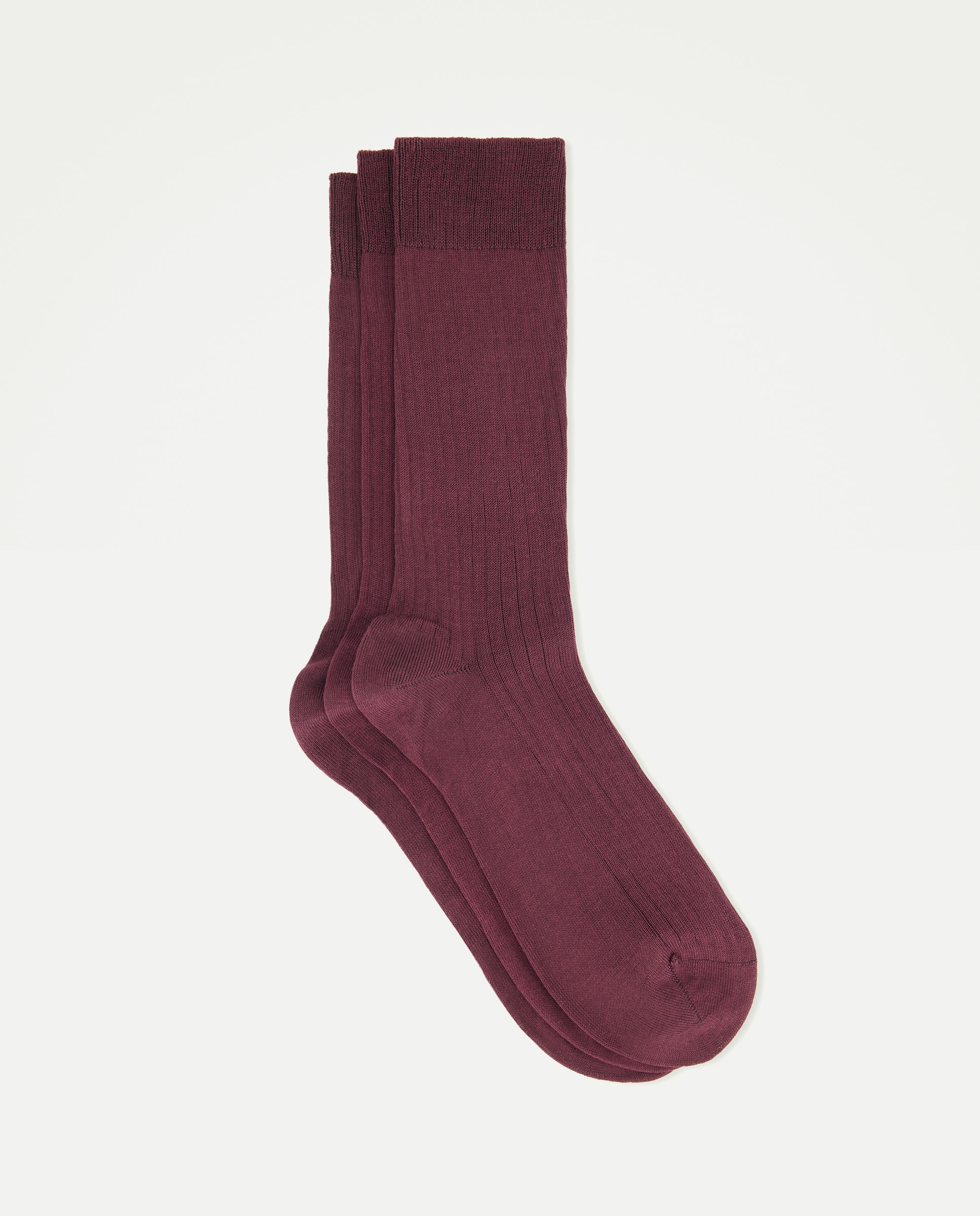 Imagen 0 de Pack 3 calcetines mercerizado canalé de hombre Burdeos