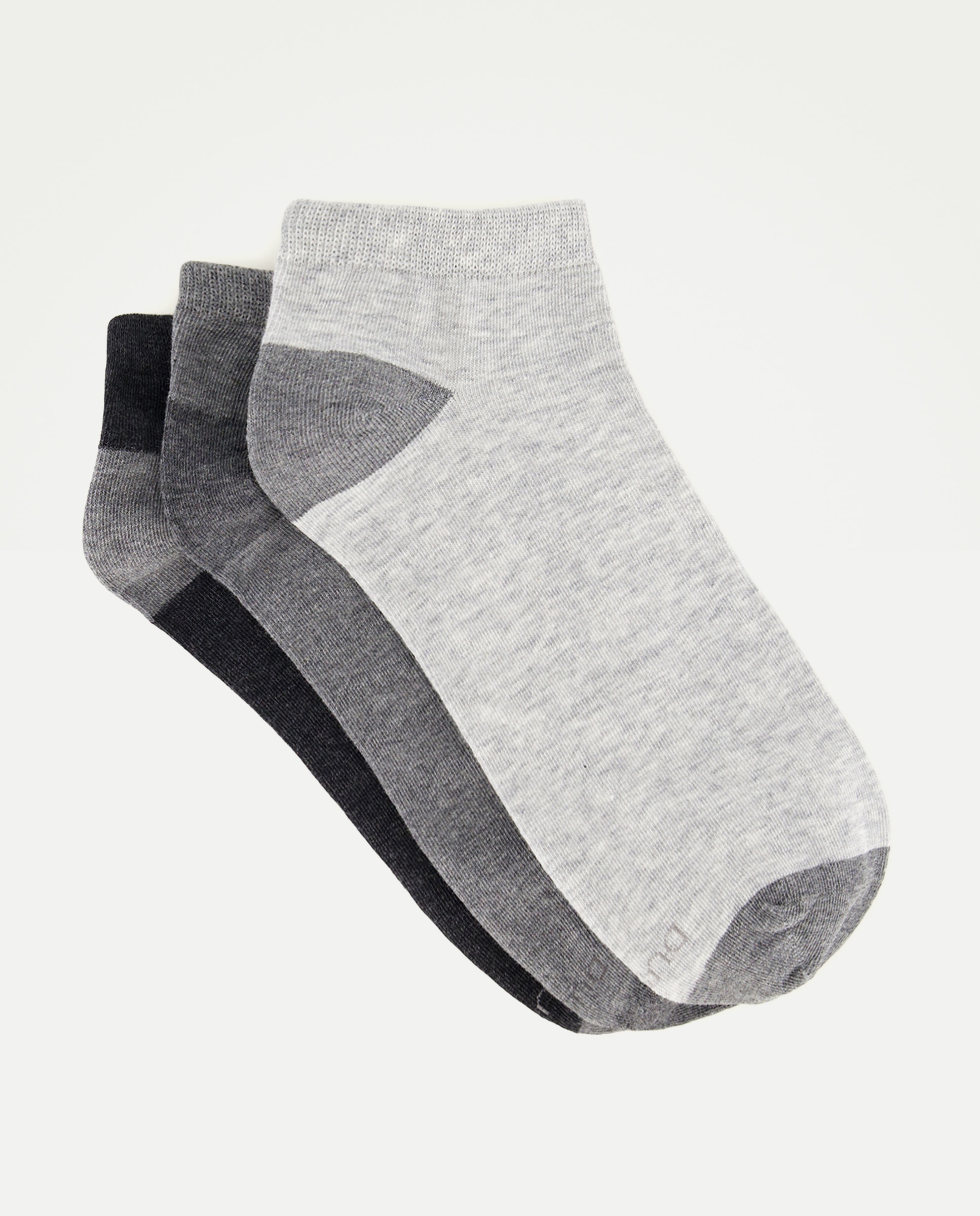 Pack de 3 Pares de Meias pelo Tornozelo com Calcanhar Colorido Cinzento-1