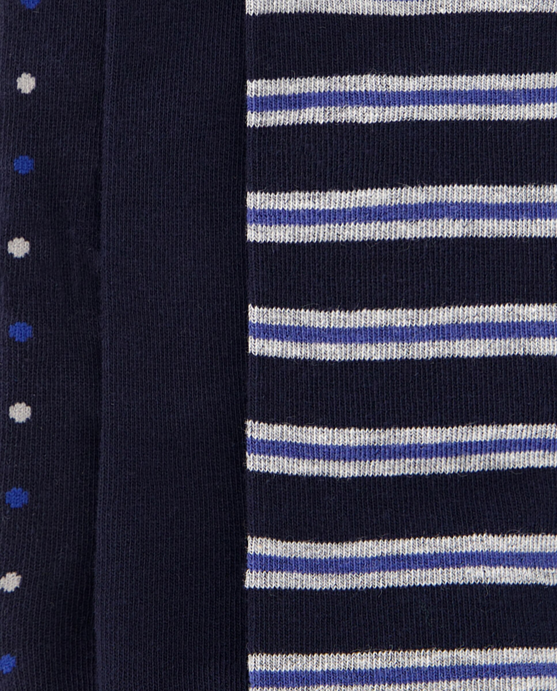 Pack de 3 Pares de Meias pelo Tornozelo às Riscas Coloridas Azul-marinho-2