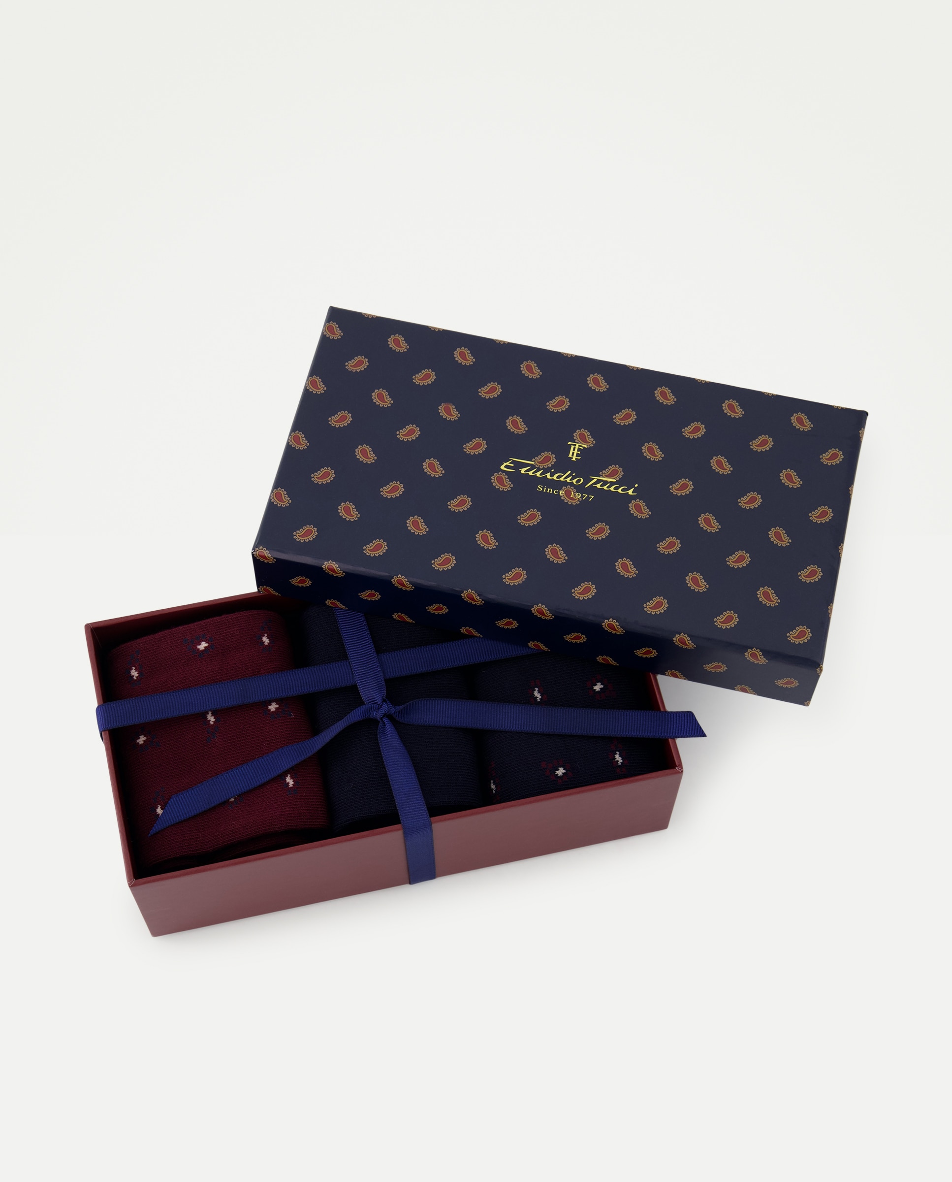 Calcetines cortos hombre en caja regalo de 3 pares - Emidio Tucci - Azul marino Azul marino-3