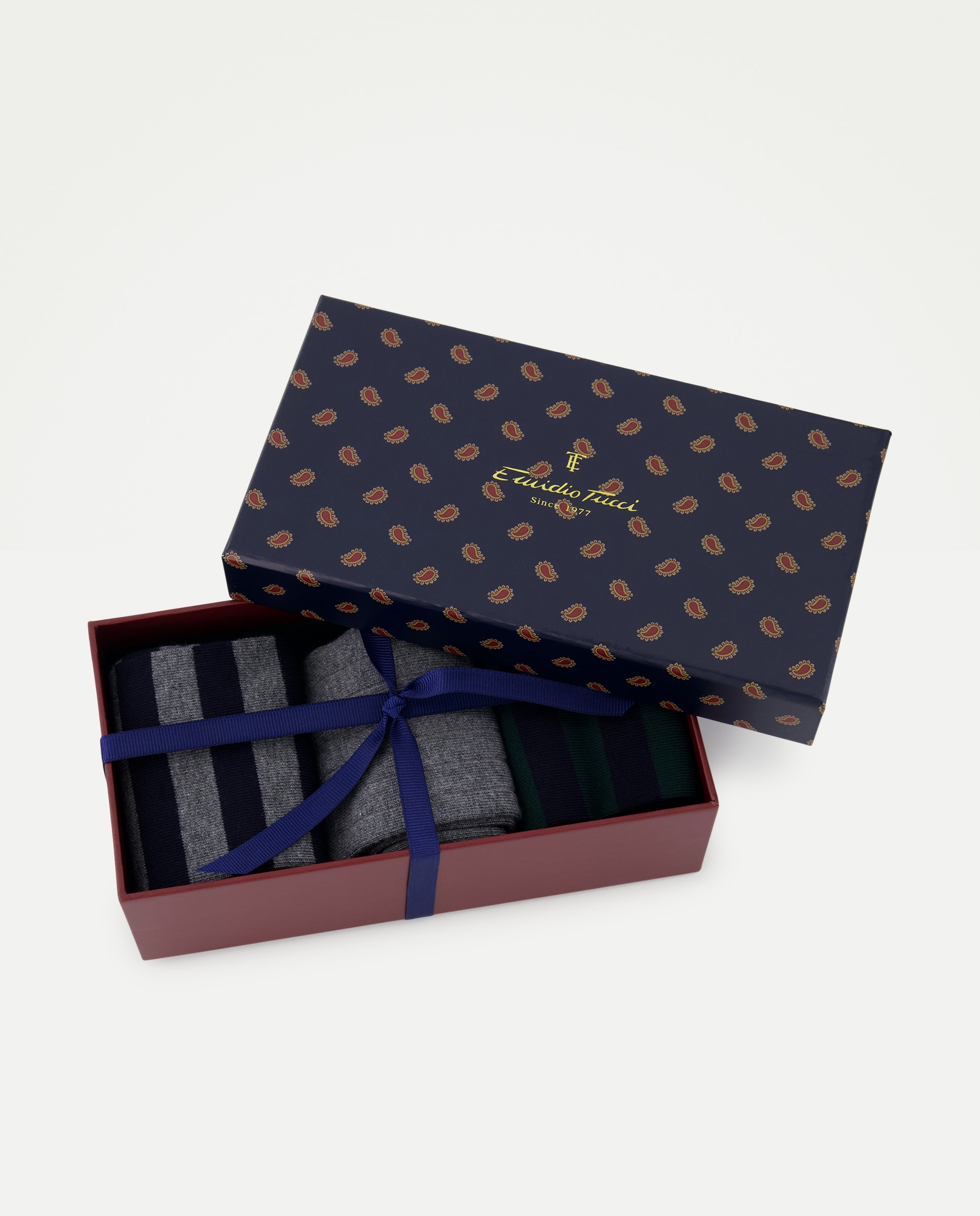 Calcetines cortos hombre en caja regalo de 3 pares - Emidio Tucci - Gris Gris-3