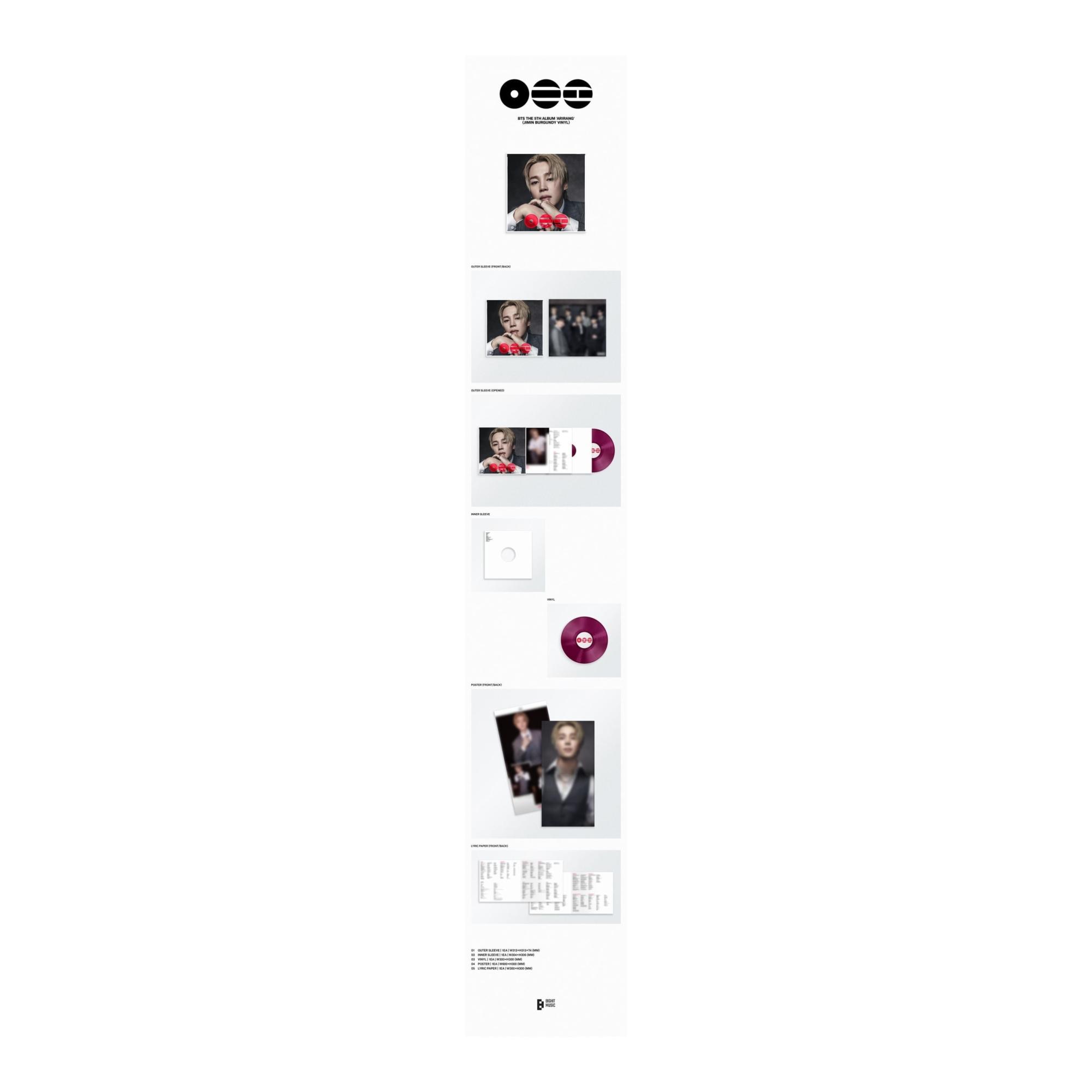 BTS The 5th Album 'ARIRANG' (Jimin Burgundy) (Edición Color) (LP