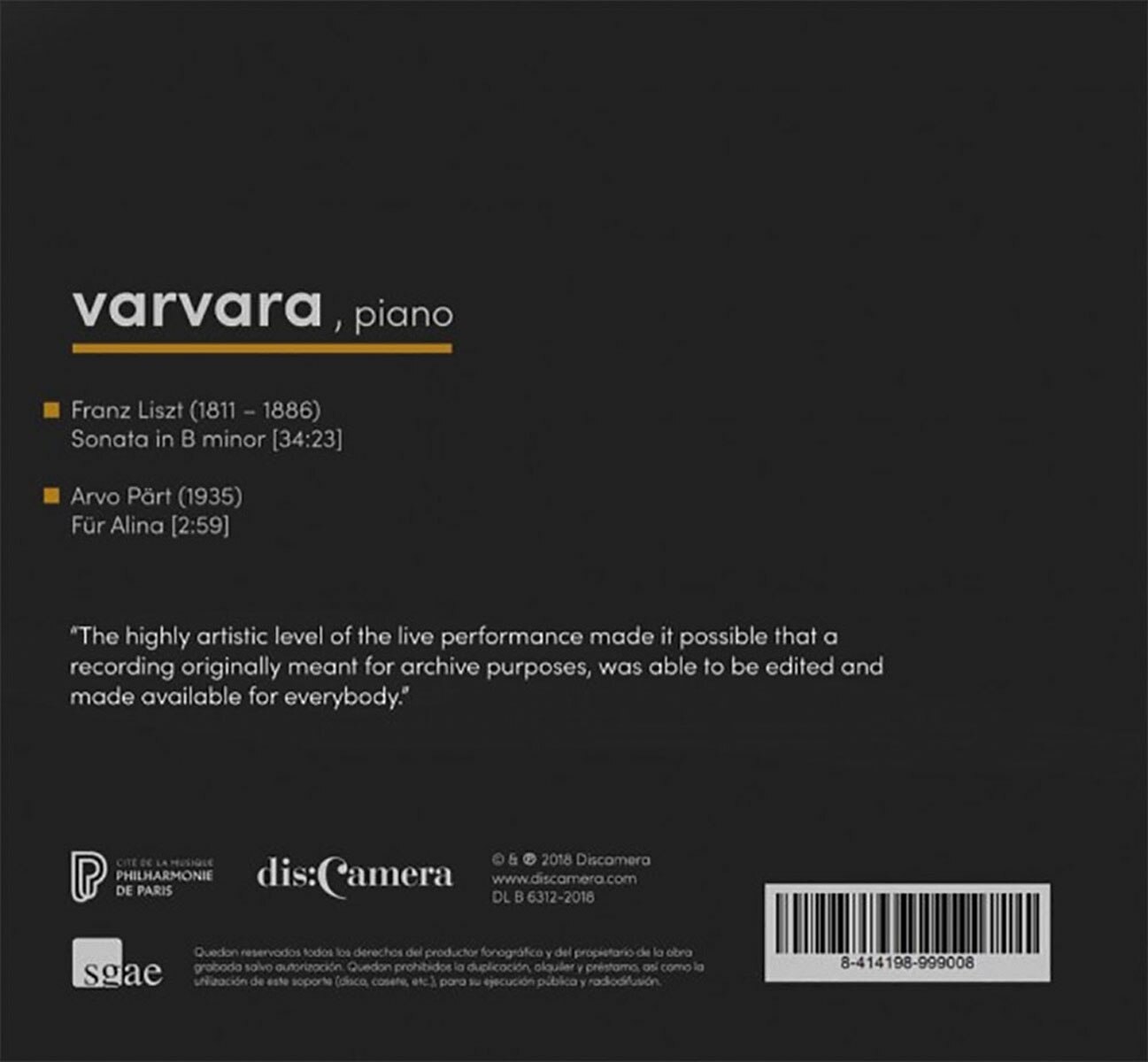 Liszt Sonata in B minor (Live in Paris) (CD) 2