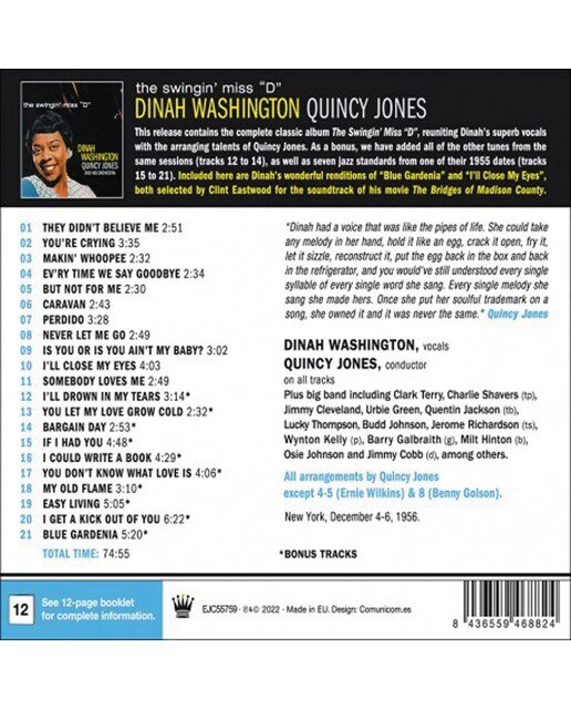 Imagen 2 de The Swingin' Miss 'D' w/ Quincy Jones (CD)