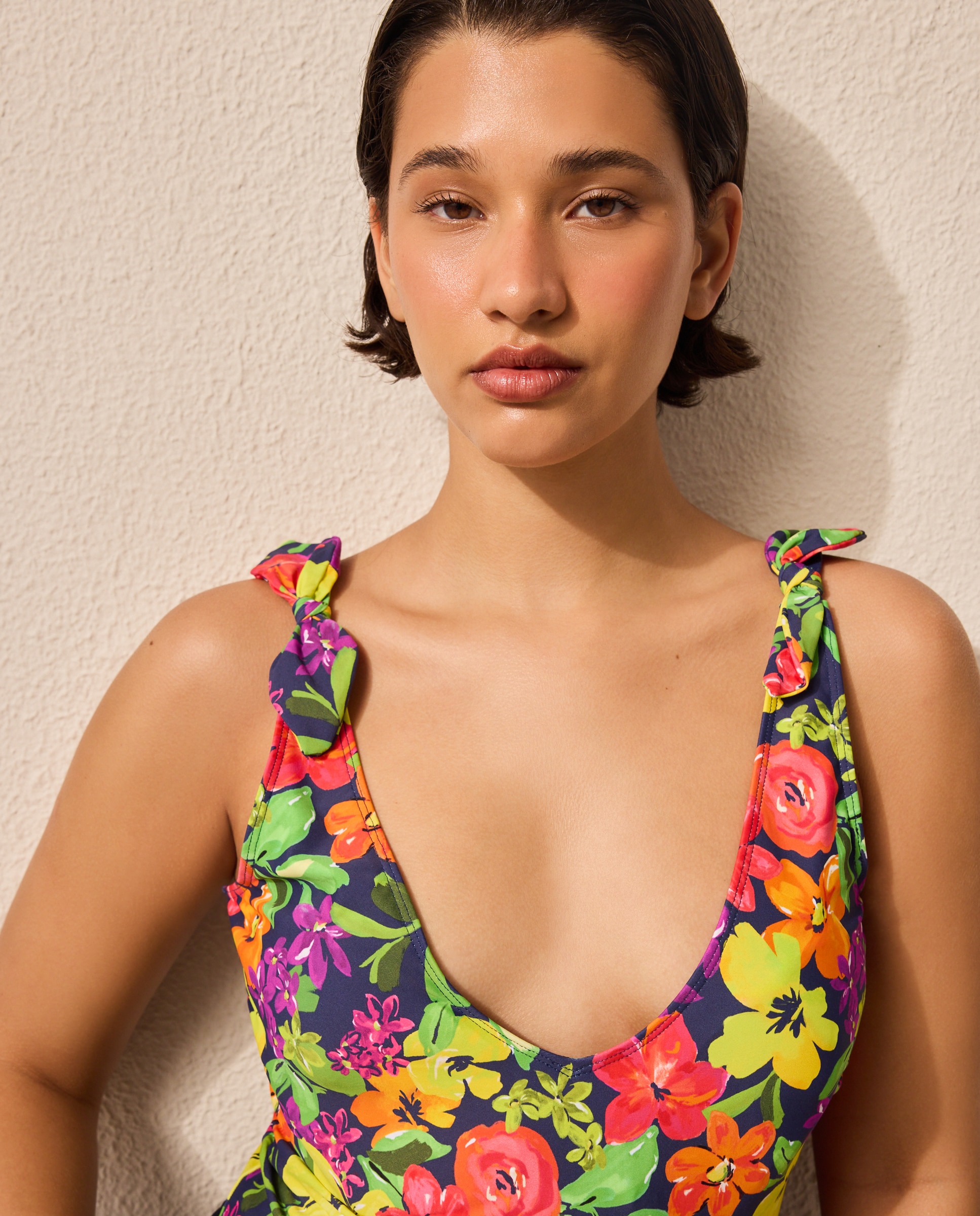 Fato de Banho com Estampado Floral e Laços Multicolor-2