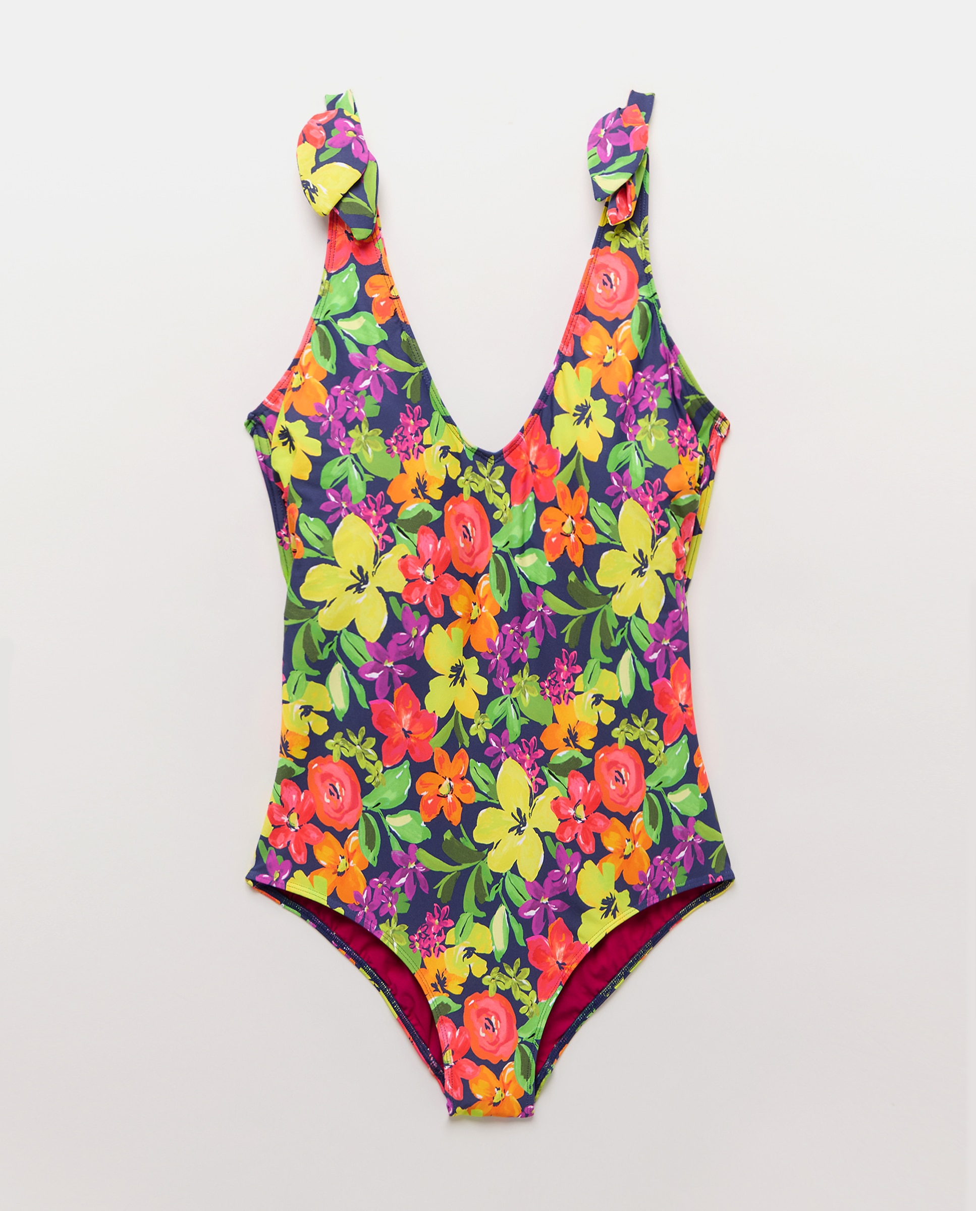 Fato de Banho com Estampado Floral e Laços Multicolor-5