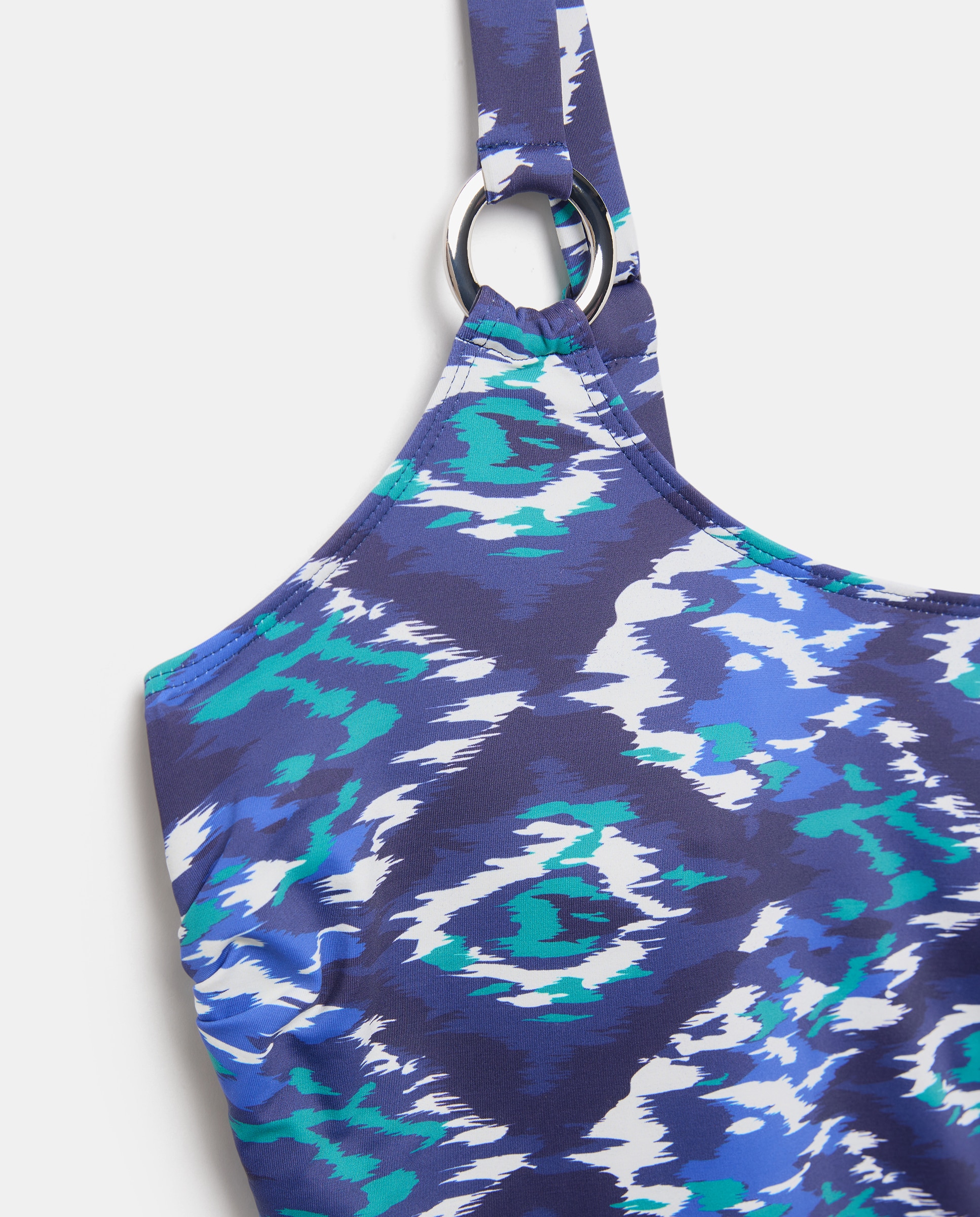 Fato de Banho Estampado com Detalhes de Argolas Azul-6