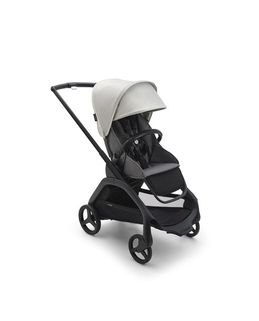 Carrinho de Bebé Duo Dragonfly - Base Preto/Cinzento Melange com Capota Branco Névoa e Alcofa Cinzento Melange 2