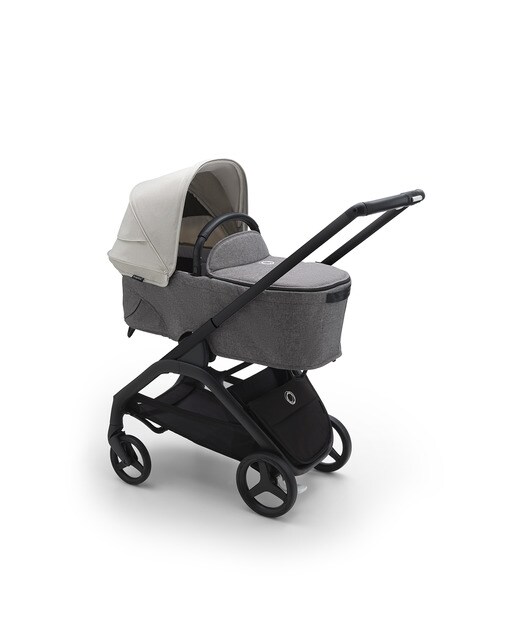 Carrinho de Bebé Duo Dragonfly - Base Preto/Cinzento Melange com Capota Branco Névoa e Alcofa Cinzento Melange 3