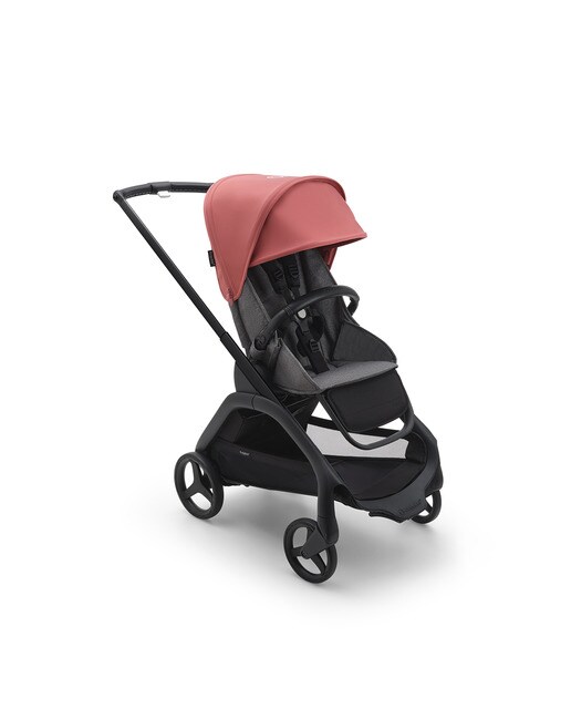 Carrinho de Bebé Duo Dragonfly - Base Preto/Cinzento Melange com Capota Vermelho Amanhecer e Alcofa Cinzento Melange 2