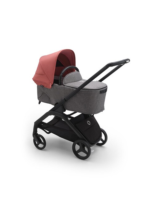 Carrinho de Bebé Duo Dragonfly - Base Preto/Cinzento Melange com Capota Vermelho Amanhecer e Alcofa Cinzento Melange 3