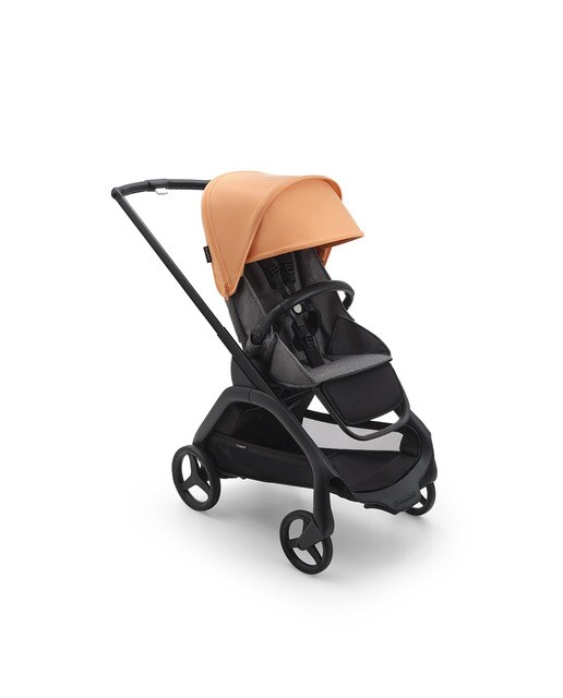 Carrinho de Bebé Duo Dragonfly - Base Preto/Cinzento Melange com Capota Coral Ilha e Alcofa Cinzento Melange 2