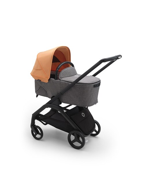 Carrinho de Bebé Duo Dragonfly - Base Preto/Cinzento Melange com Capota Coral Ilha e Alcofa Cinzento Melange 3