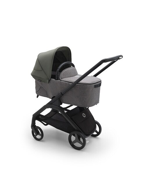 Carrinho de Bebé Duo Dragonfly - Base Preto/Cinzento Melange com Capota Verde Bosque e Alcofa Cinzento Melange 3