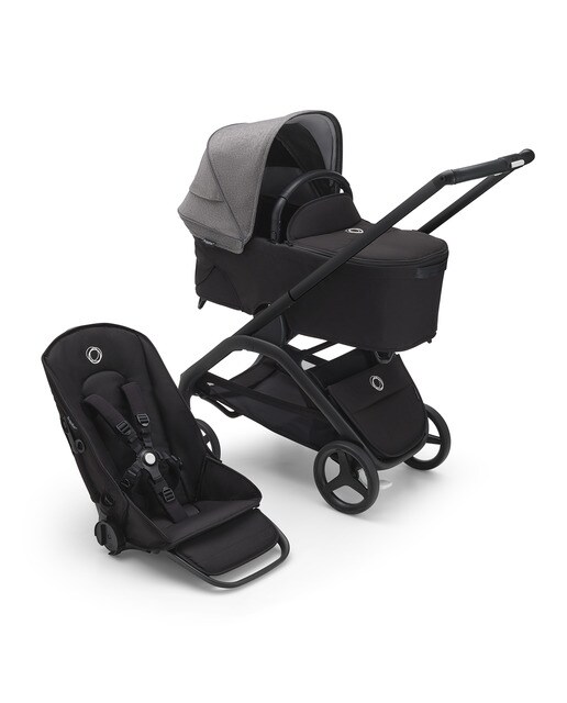 Carrinho de Bebé Duo Dragonfly - Base Preto/Preto Meia-noite, Capota Cinzento Melange e Alcofa Preto Meia-noite 4
