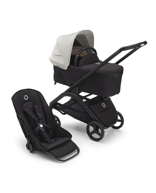 Carrinho de Bebé Duo Dragonfly - Base Preto/Preto Meia-noite com Capota Branco Névoa e Alcofa Preto Meia-noite 4
